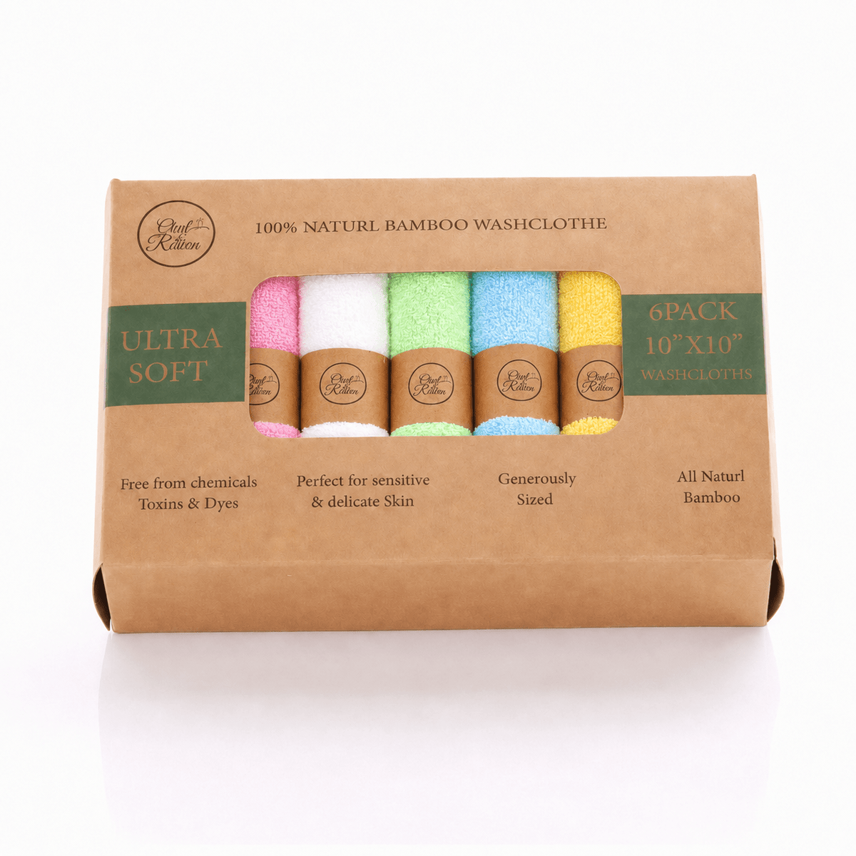 Colourful Organic Bamboo Face Cloths | Luxury Eco Face Cloths | 6 Pack - REGN