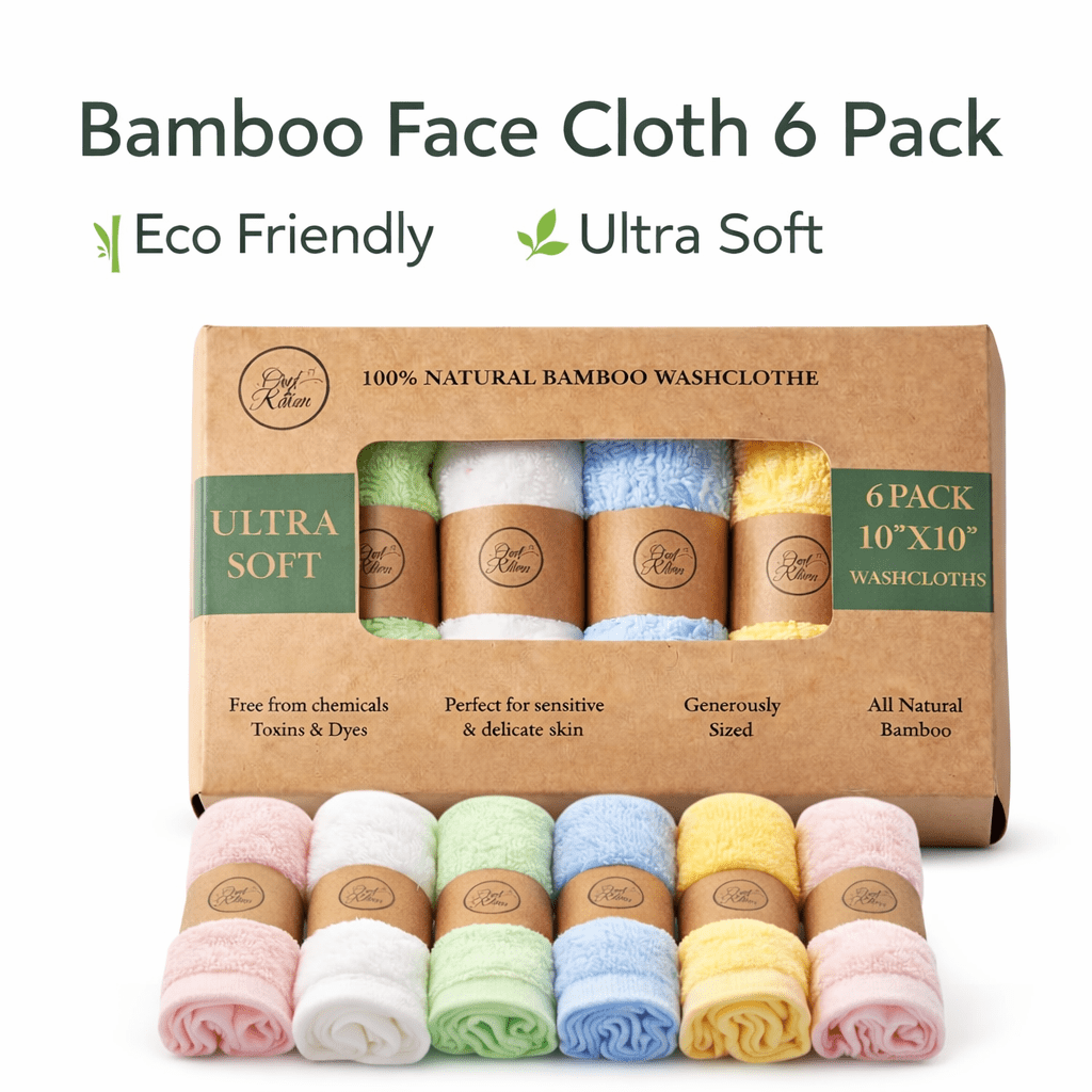 Colourful Organic Bamboo Face Cloths - Luxury Eco Face Cloths, Pack of 6 - REGN