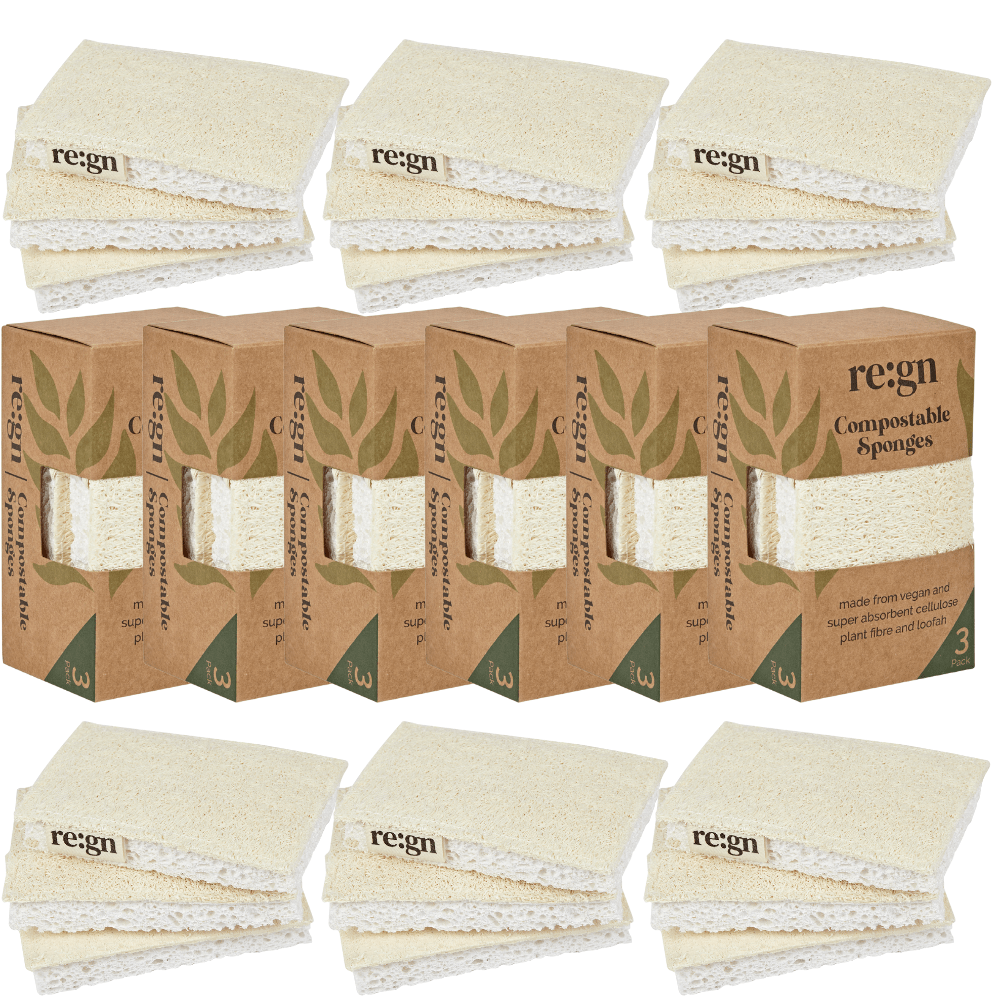 Compostable Eco Friendly Kitchen Sponges - re:gn Plant Fibre Sponges | 18 Sponges - REGN