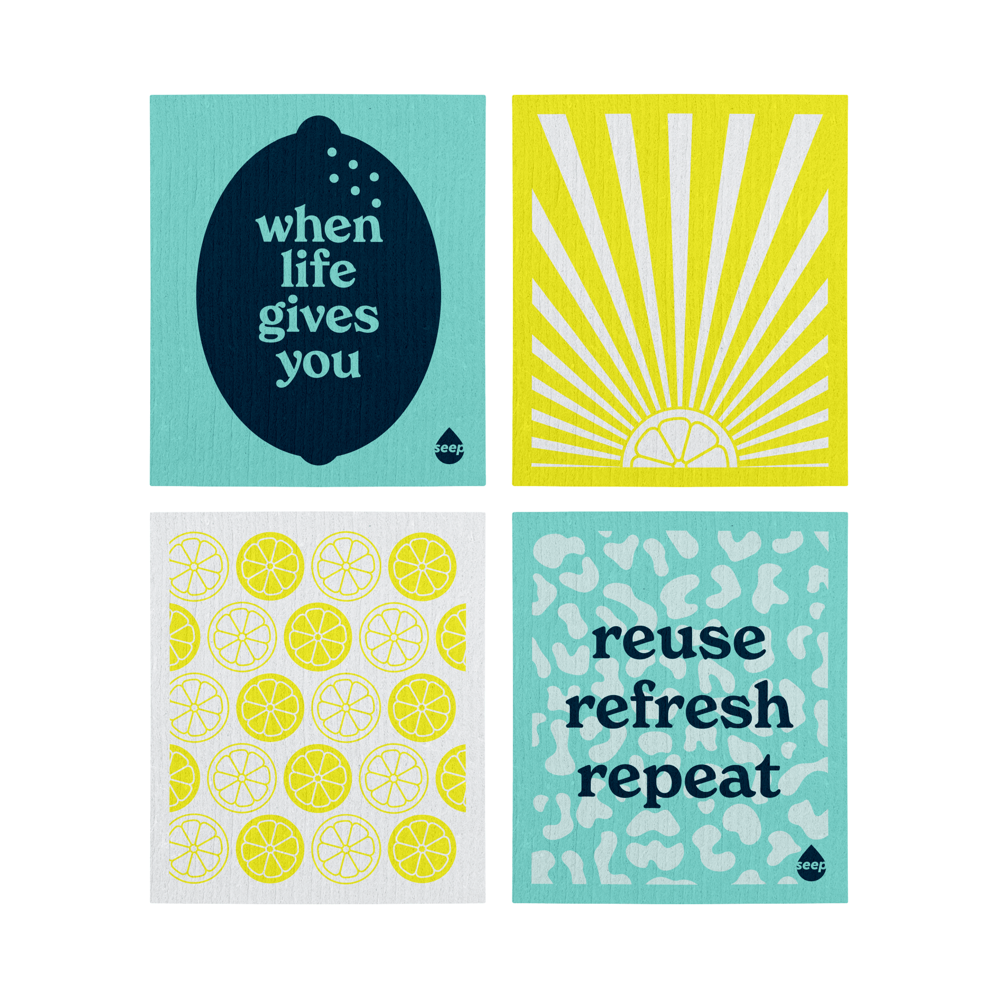 Compostable Sponge Cloths 4 - Pack | Colourful Eco Cleaning Cloths - REGN