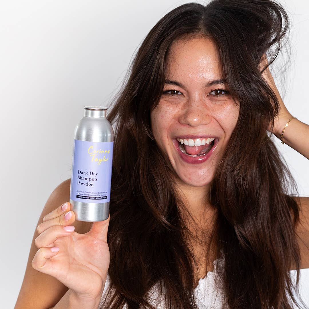 Corinne Taylor Dark Dry Shampoo Powder 85g | 100% Natural Talc-Free Dry Shampoo for Brunettes & Dark Hair - REGN