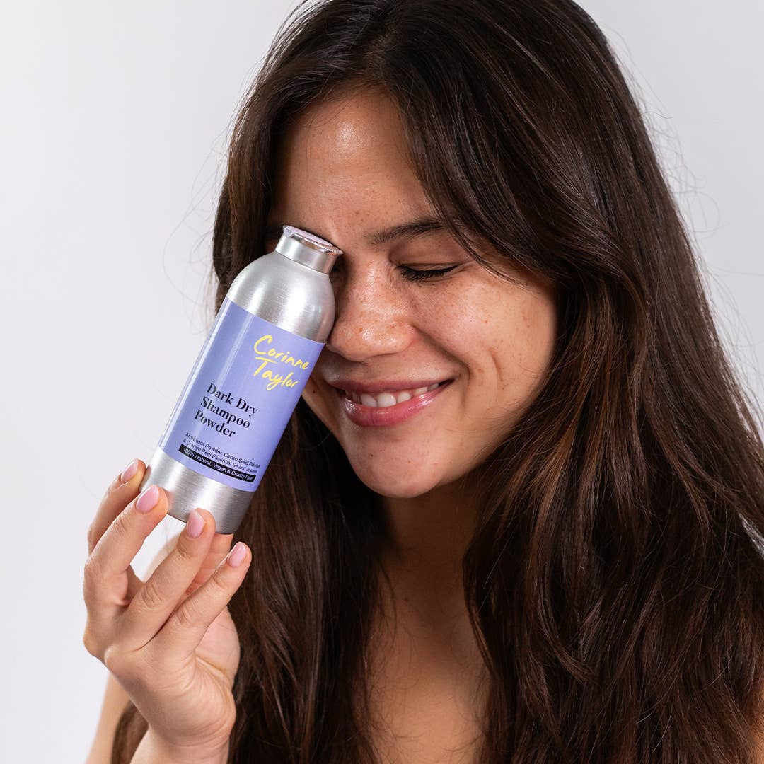 Corinne Taylor Dark Dry Shampoo Powder 85g | 100% Natural Talc-Free Dry Shampoo for Brunettes & Dark Hair - REGN