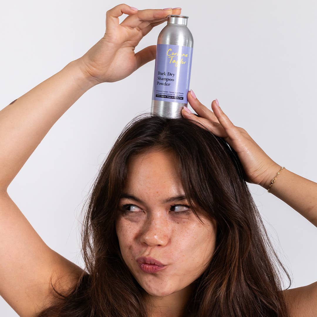 Corinne Taylor Dark Dry Shampoo Powder 85g | 100% Natural Talc-Free Dry Shampoo for Brunettes & Dark Hair - REGN