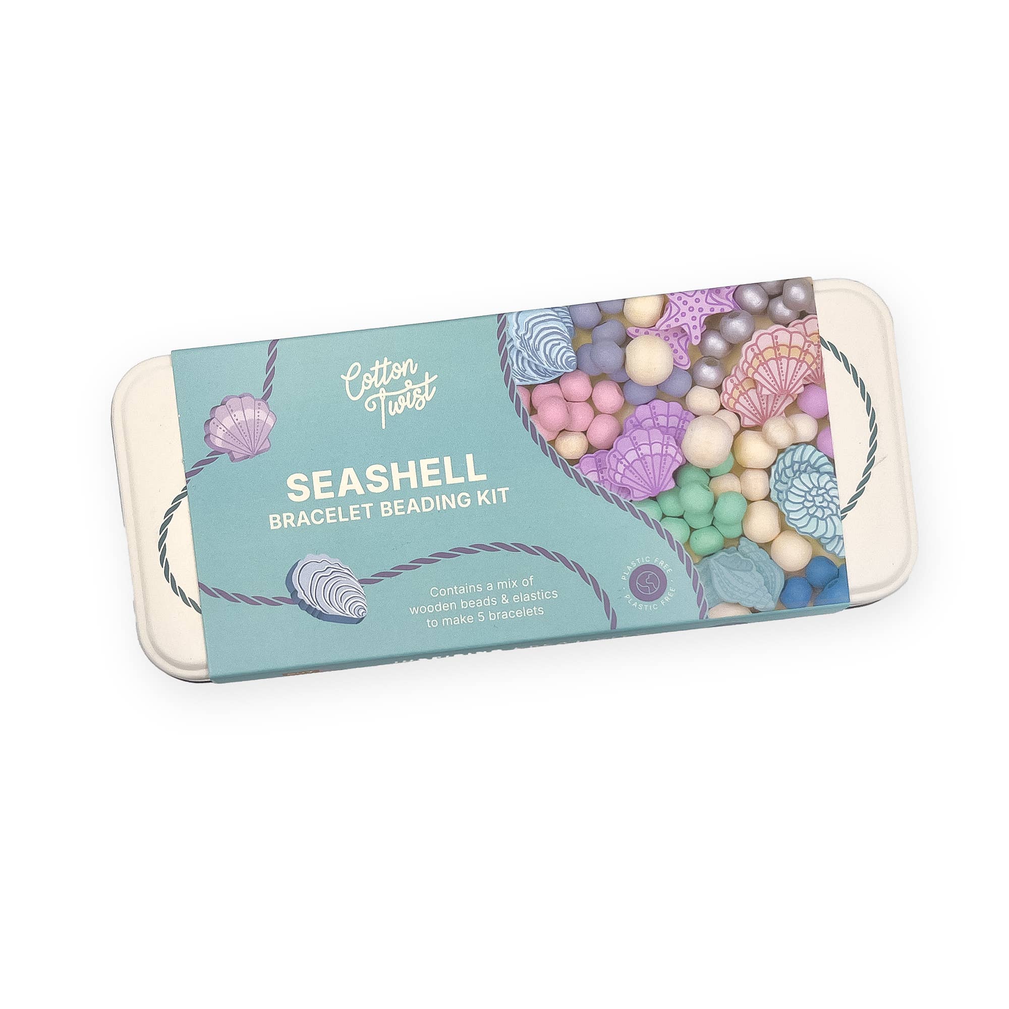 Create Your Own Seashell Bracelet Bead Craft Kit in Reusable Tin - REGN