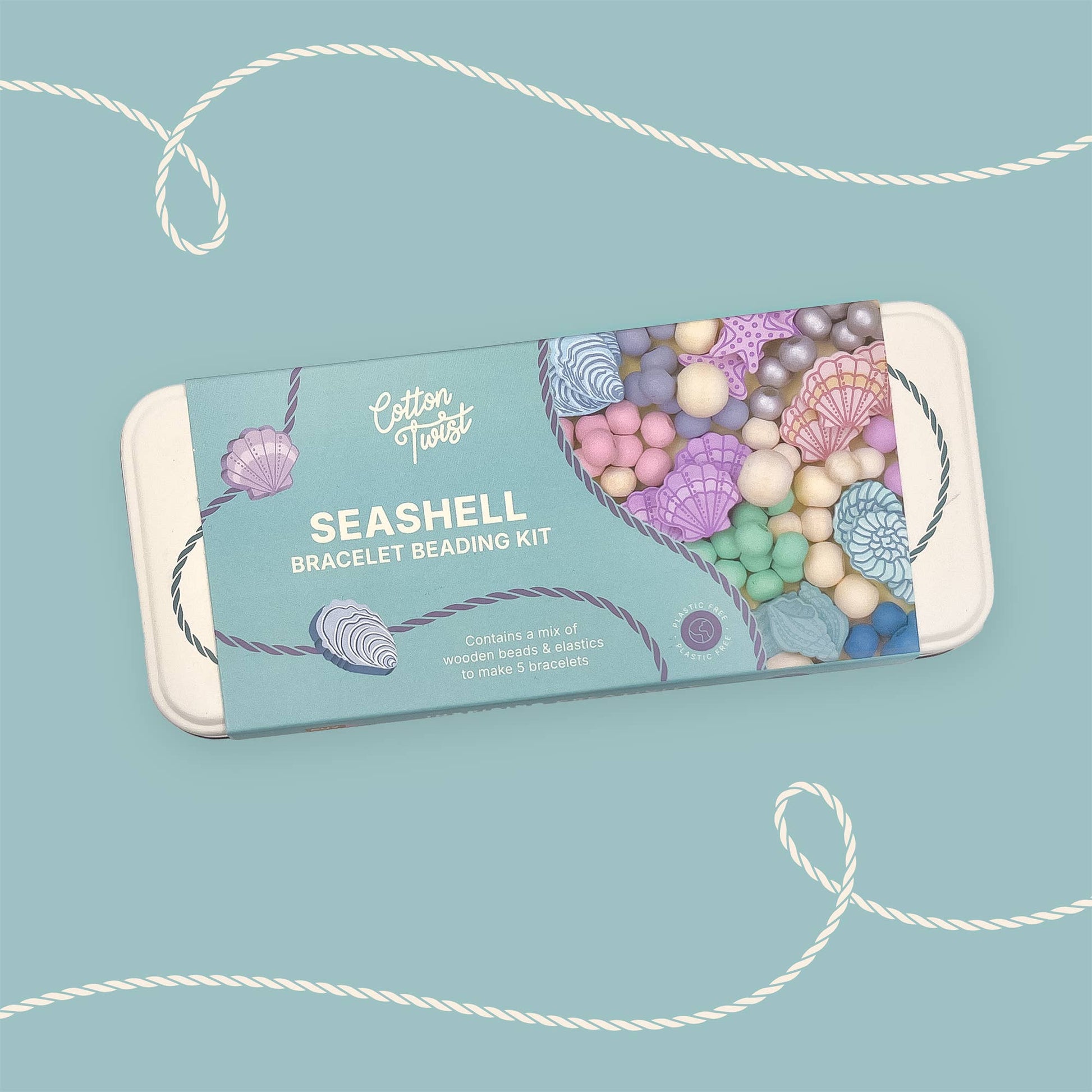 Create Your Own Seashell Bracelet Bead Craft Kit in Reusable Tin - REGN