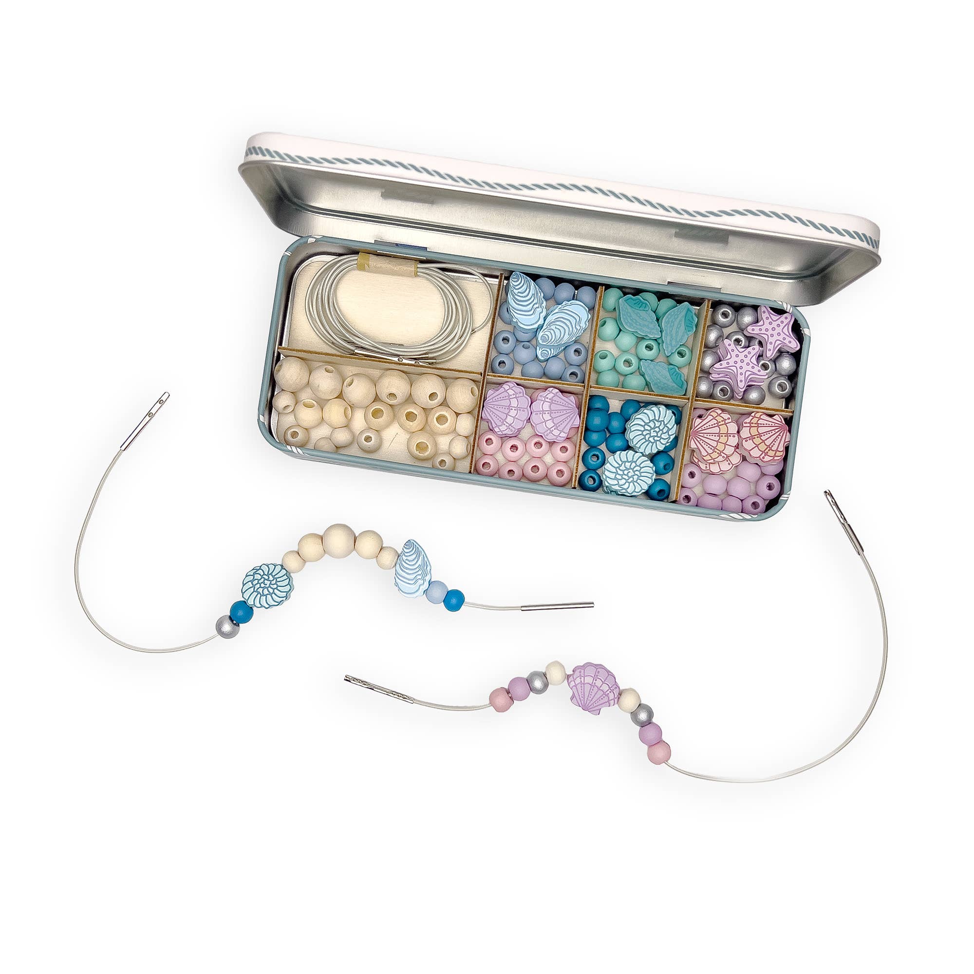 Create Your Own Seashell Bracelet Bead Craft Kit in Reusable Tin - REGN