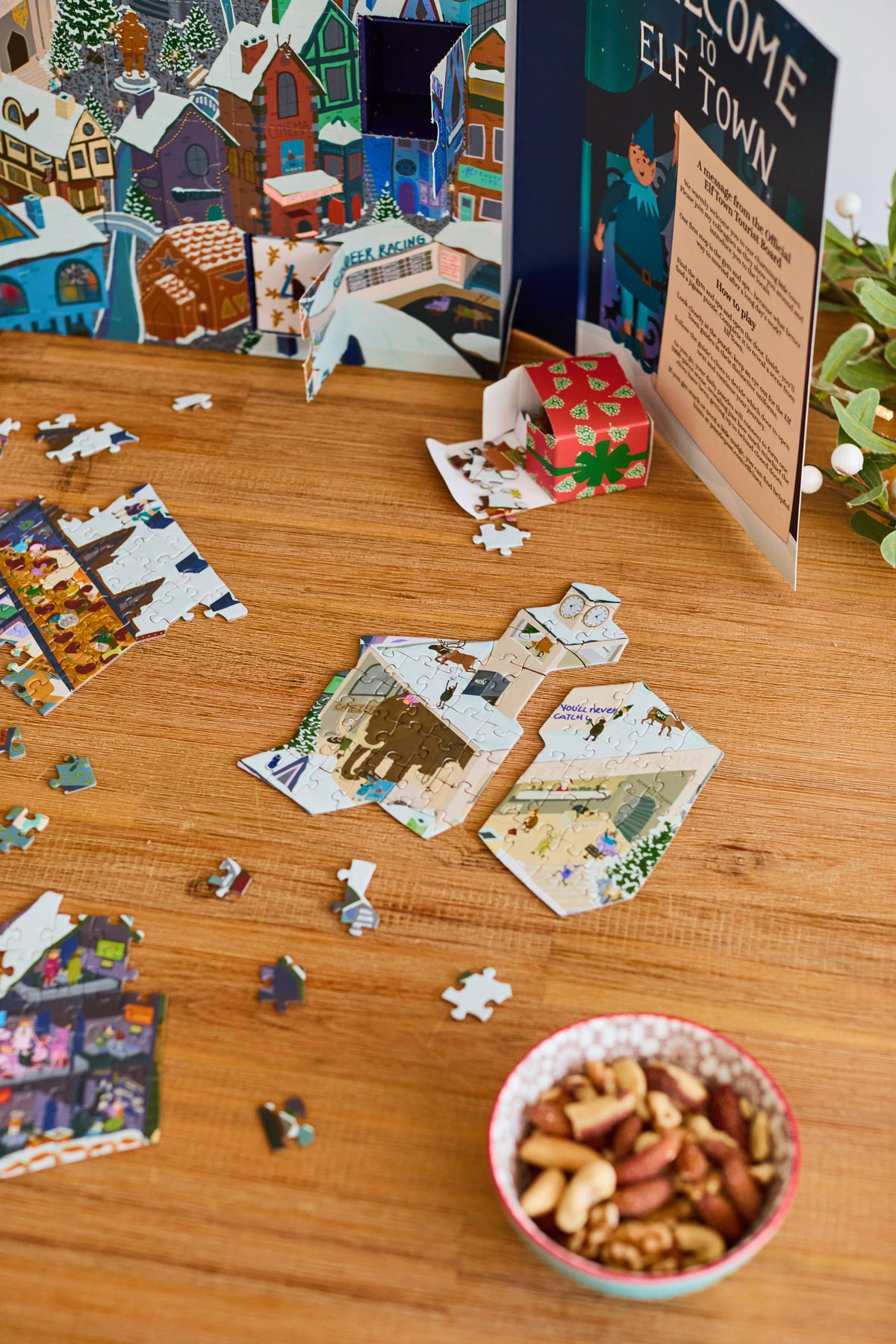 Elf Town Jigsaw Advent Calendar | 24 Days of Christmas Puzzles & Clues