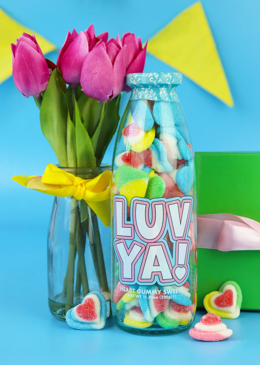 Luv Ya Sweet Bottle – Strawberry & Vanilla Gummy Hearts