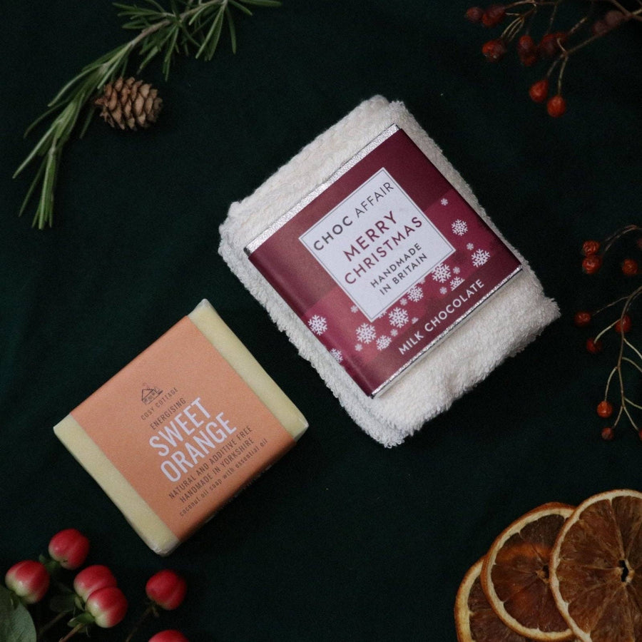 Ladies Christmas Surprise Bundle – Natural Soap, Chocolate & Organic Cloth