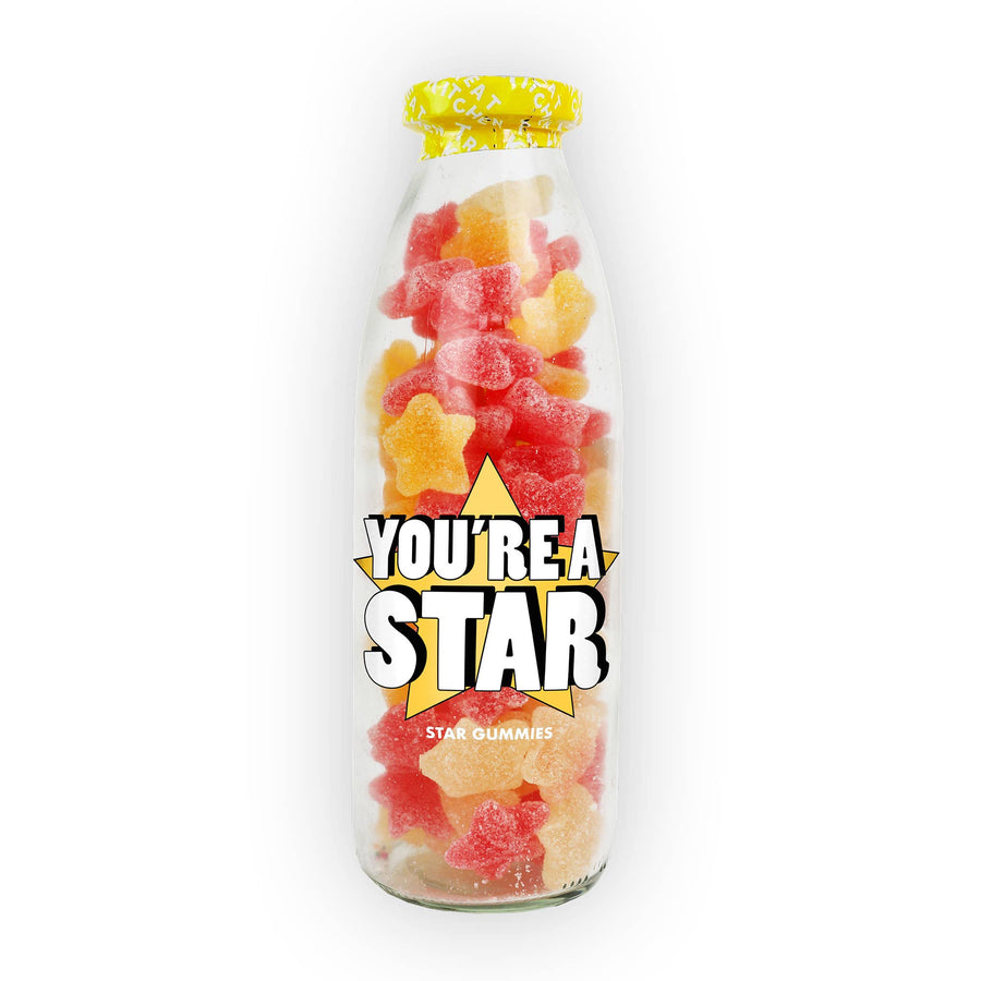You're a Star Sweet Bottle – Fizzy Lemon & Cherry Gummy Gift - Short Dated, Reduced To Clear