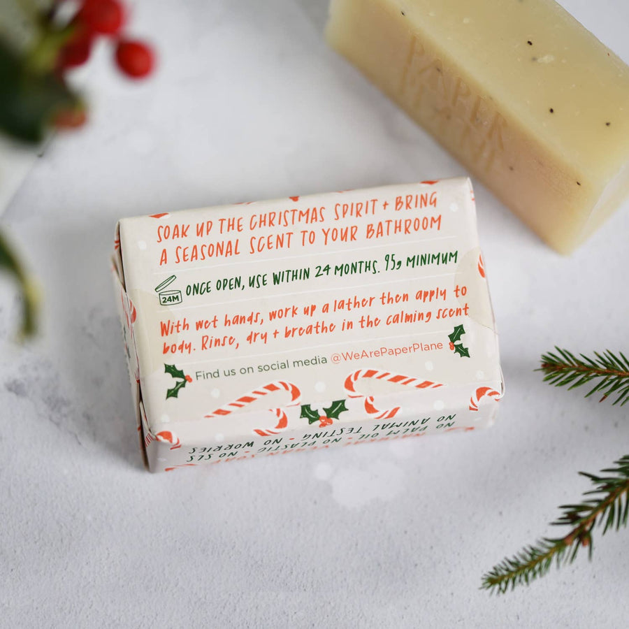 100% Natural Vegan Christmas Soap Bar – Peppermint Candy Cane