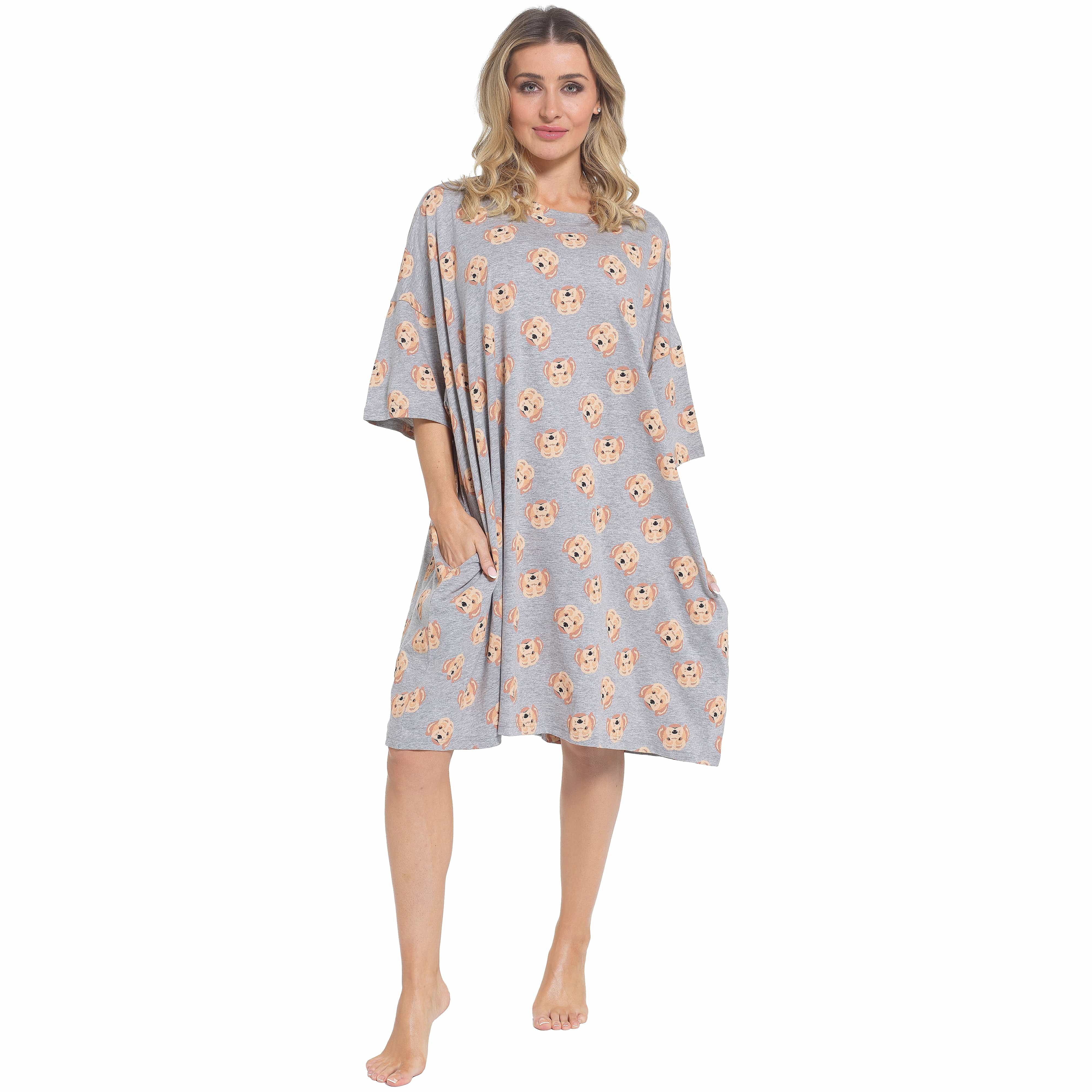Daisy Dreamer Cockapoo Baggy Nightdress 100% Cotton Short Sleeve Oversized Nightshirt - REGN