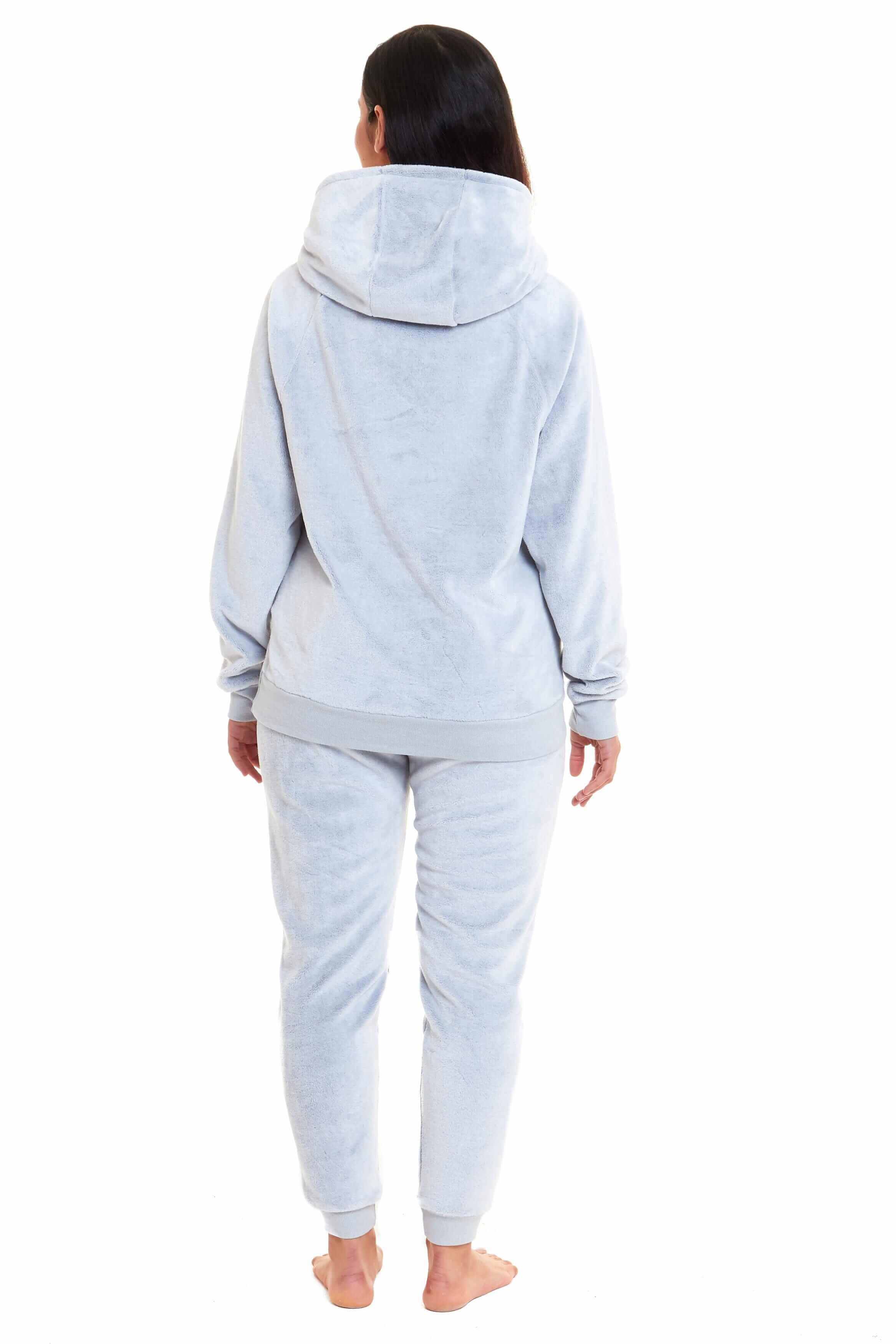 Daisy Dreamer Cuddly Raccoon Fleece Hooded Pyjama Set For Women And Girls Sherpa Lined - REGN
