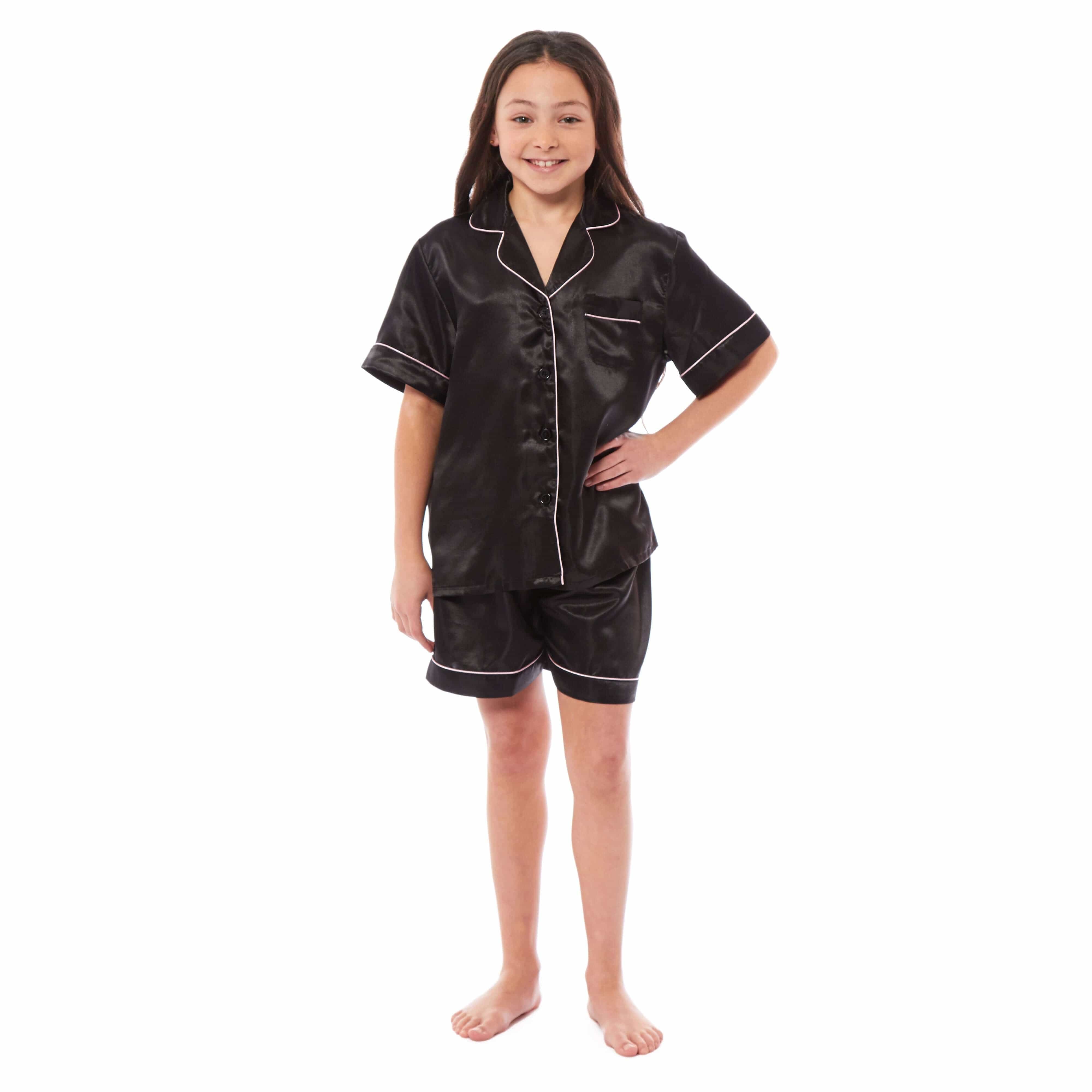Daisy Dreamer Girls Satin Silk Pyjama Set With Button-Down Shirt And Loose-Fit Pants - REGN