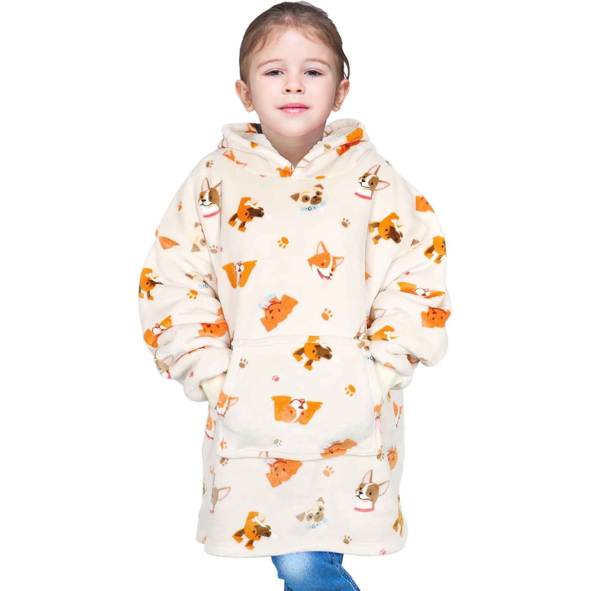Daisy Dreamer Kids Oversized Hooded Blanket Sweatshirt Ultra Soft Sherpa Fur Flannel - REGN