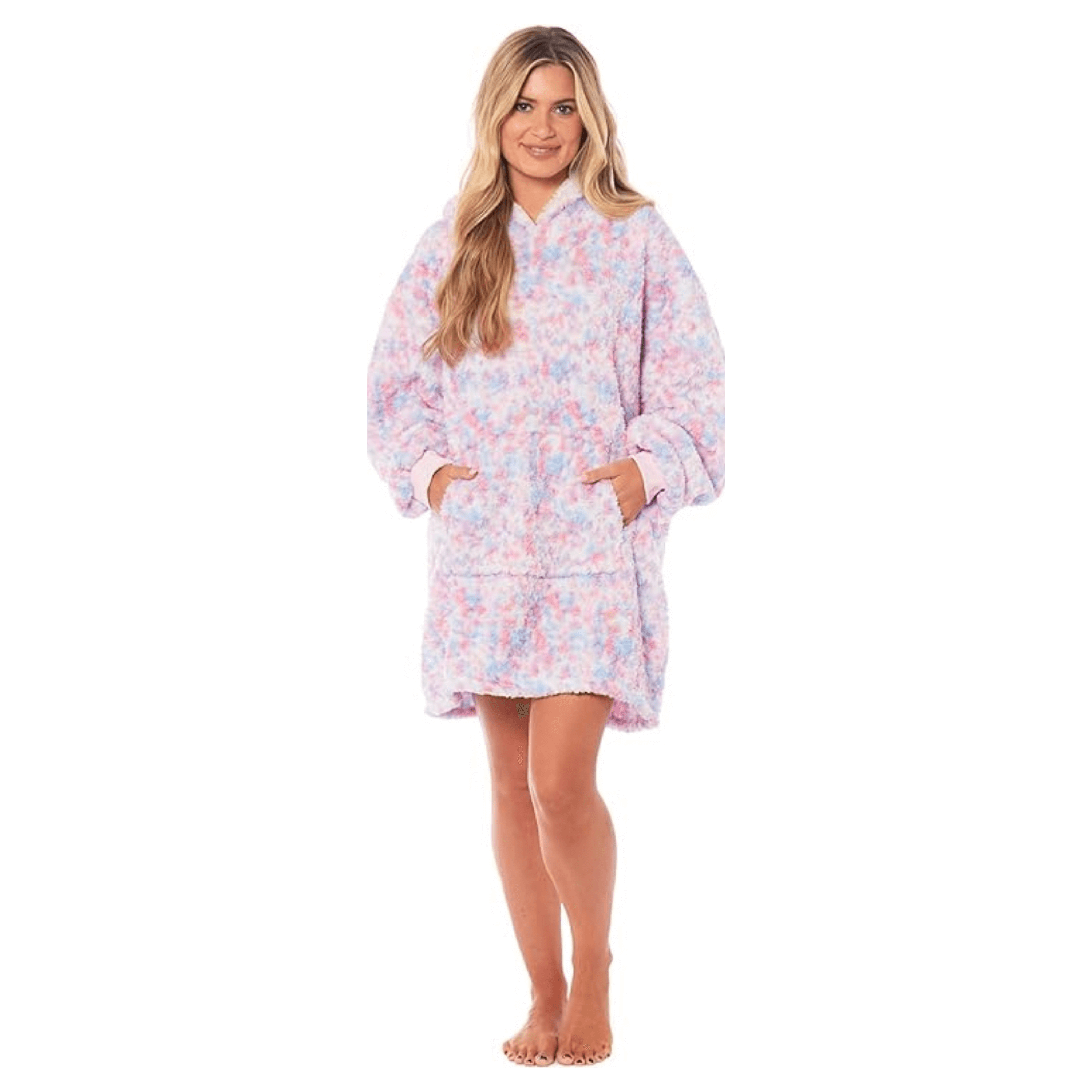 Daisy Dreamer Oversized Rainbow Hooded Blanket Sweatshirt With Sherpa Fur Lining - REGN