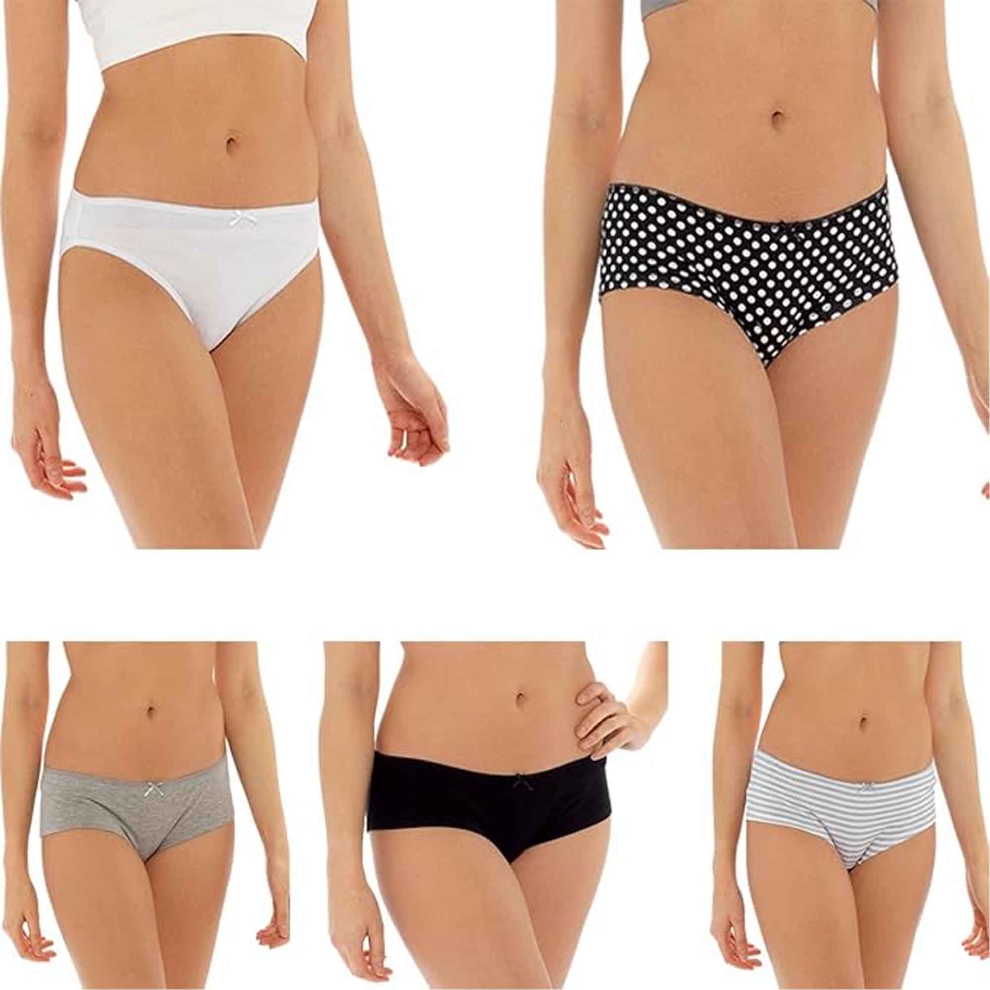 Daisy Dreamer Pack Of 10 Womens Cotton Briefs Underwear Shorts With Stretch Waistband - REGN