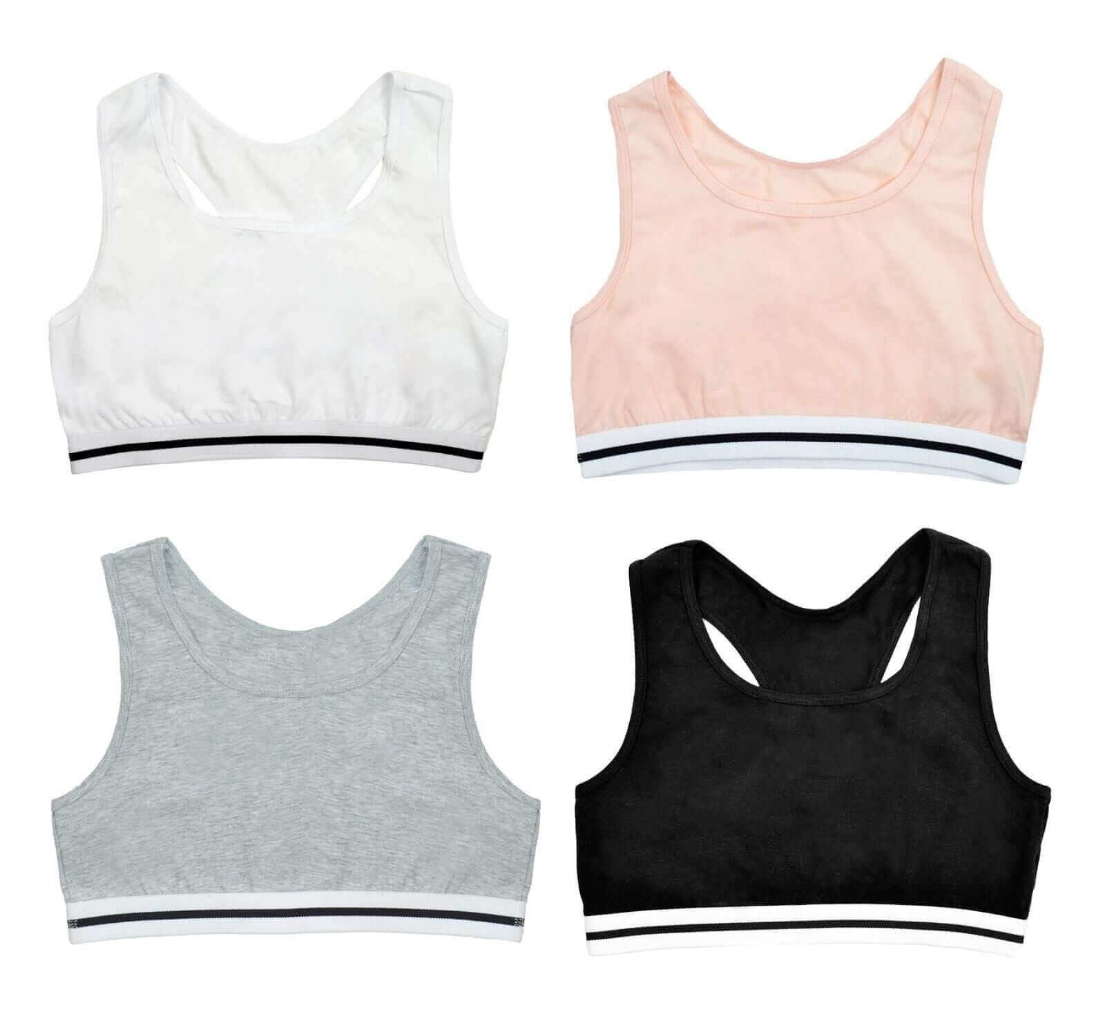 Daisy Dreamer Pack Of 4 Girls Racer Back Seamless Sports Bralettes Crop Top Training Bras - REGN