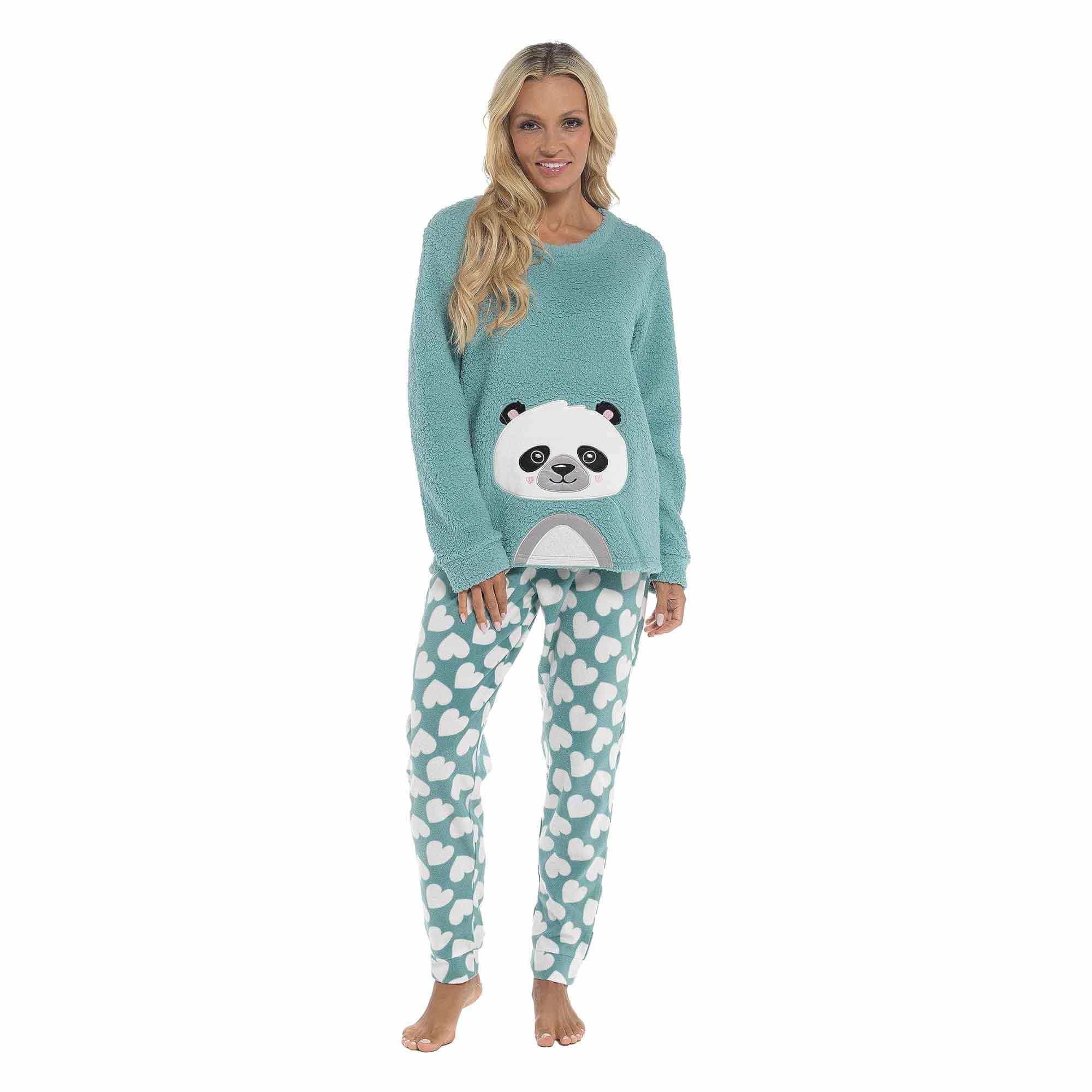 Daisy Dreamer Panda Ultra Soft Snuggle Fleece Pyjama Set For Women Cosy Winter Cosy Cotton Rich Nightwear Set - REGN