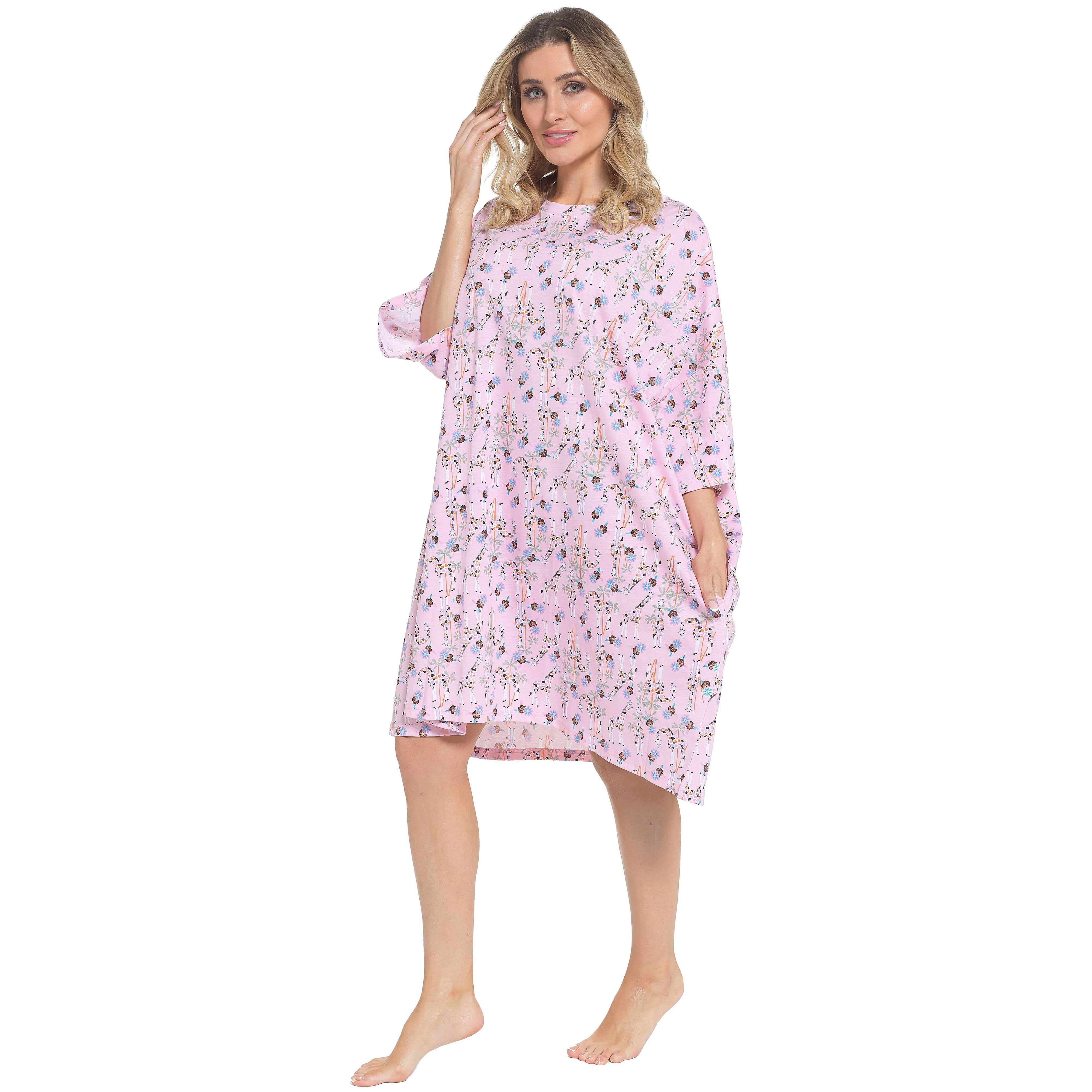 Daisy Dreamer Women Giraffe Print Nighty Dress Baggy Oversized 100% Cotton Short Sleeved - REGN