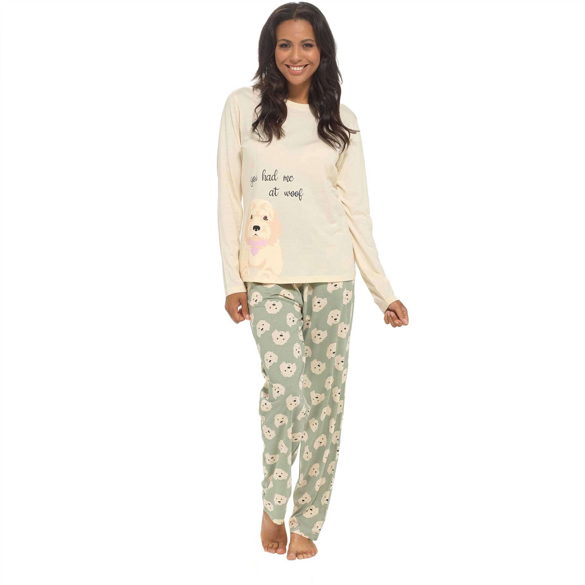 Daisy Dreamer Women's Cockapoo Cotton Jersey Pyjama Set Long Sleeve Lounge Wear Super Soft Cosy Sleepwear - REGN
