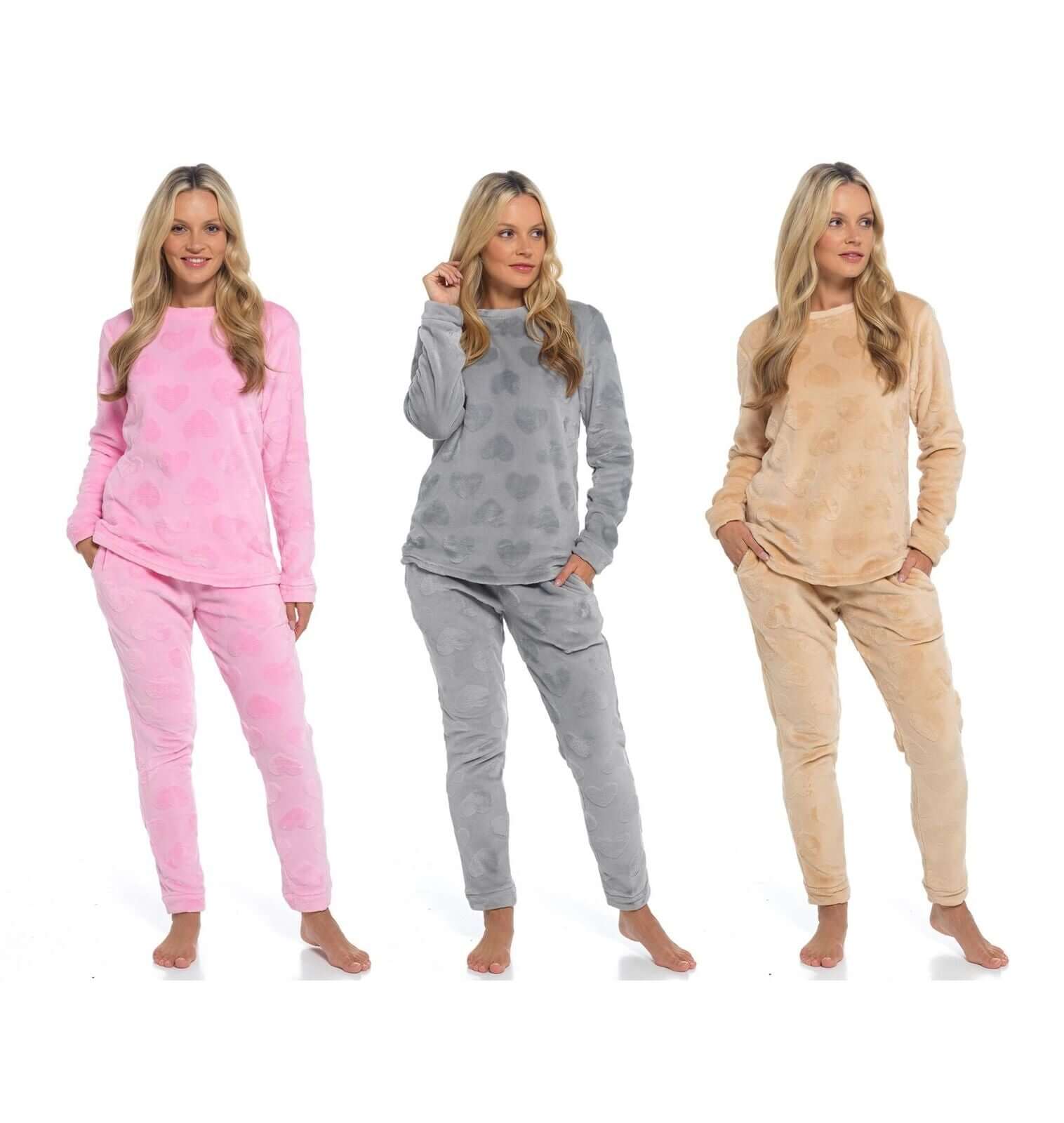 Daisy Dreamer Women's Heart Fleece Pyjamas Set Plush Loungewear Top And Pants Teddy - REGN