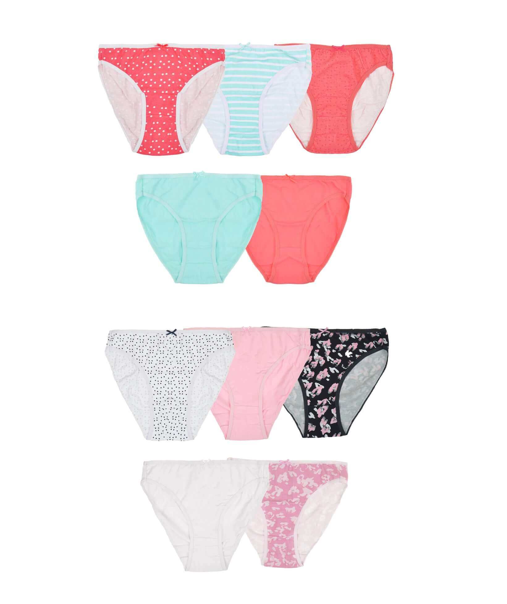 Daisy Dreamer Women's High Leg Cotton Briefs Pack Of 10 Assorted Colours Breathable - REGN