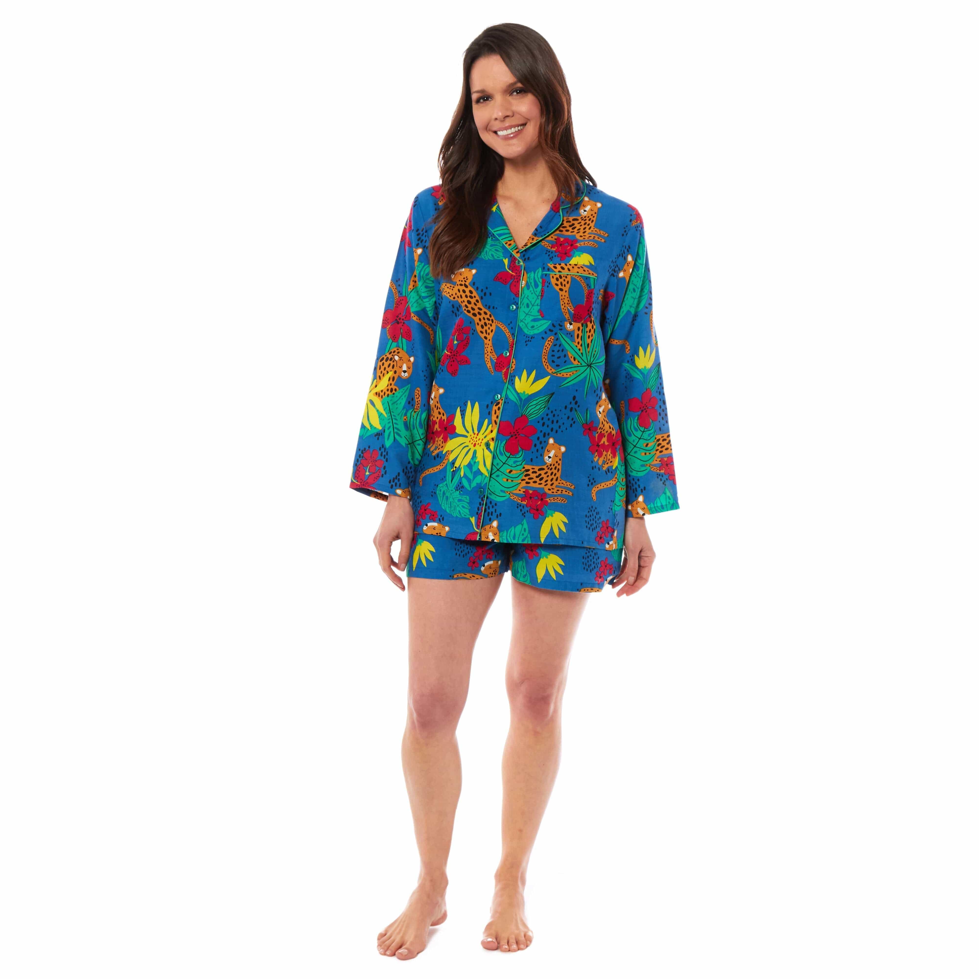 Daisy Dreamer Women's Jaguar Jungle Leopard Short Pyjama Set Button Up Sleepwear - REGN