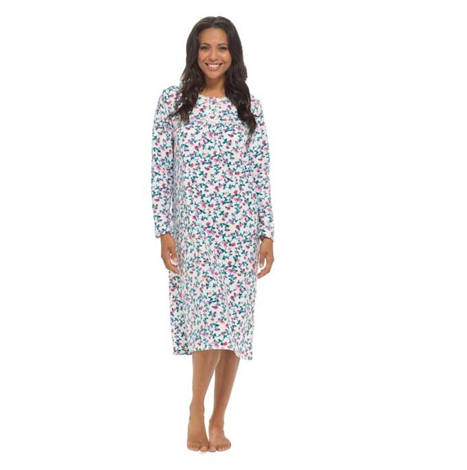 Daisy Dreamer Women's Long Sleeve Fleece Nightdress Floral Print Cosy Winter Super Soft Cosy Sleepwear - REGN