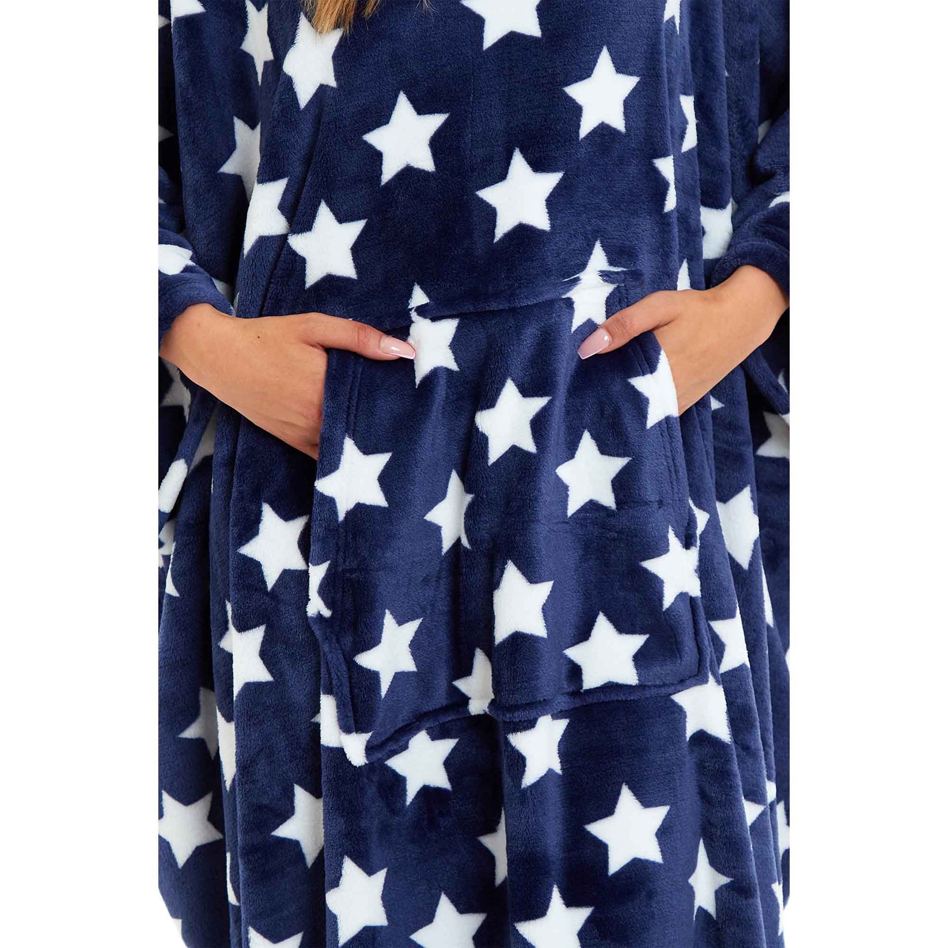 Daisy Dreamer Women's Oversized Hooded Poncho Blanket Super Soft Stars And Polka Dot - REGN