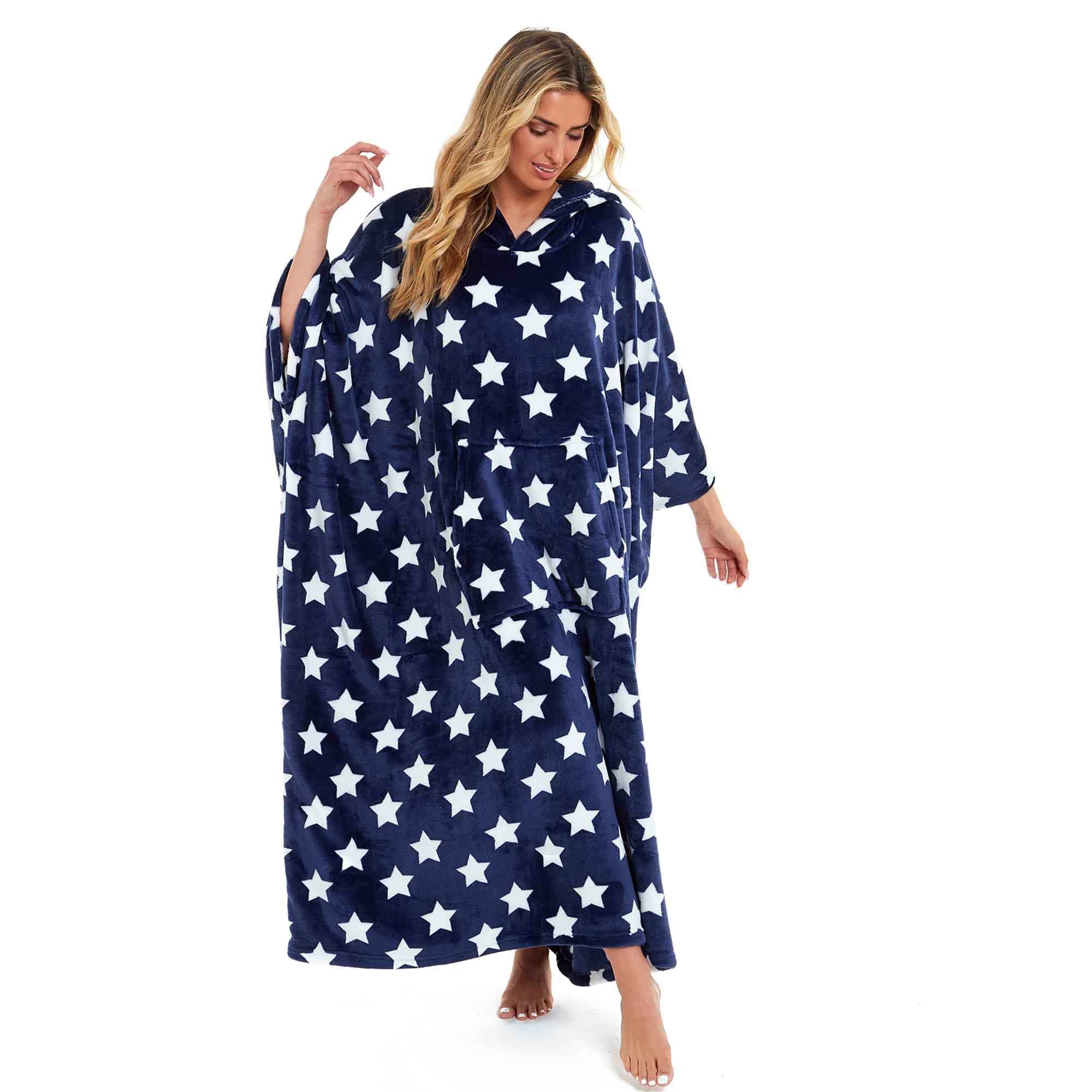 Daisy Dreamer Women's Oversized Hooded Poncho Blanket Super Soft Stars And Polka Dot - REGN