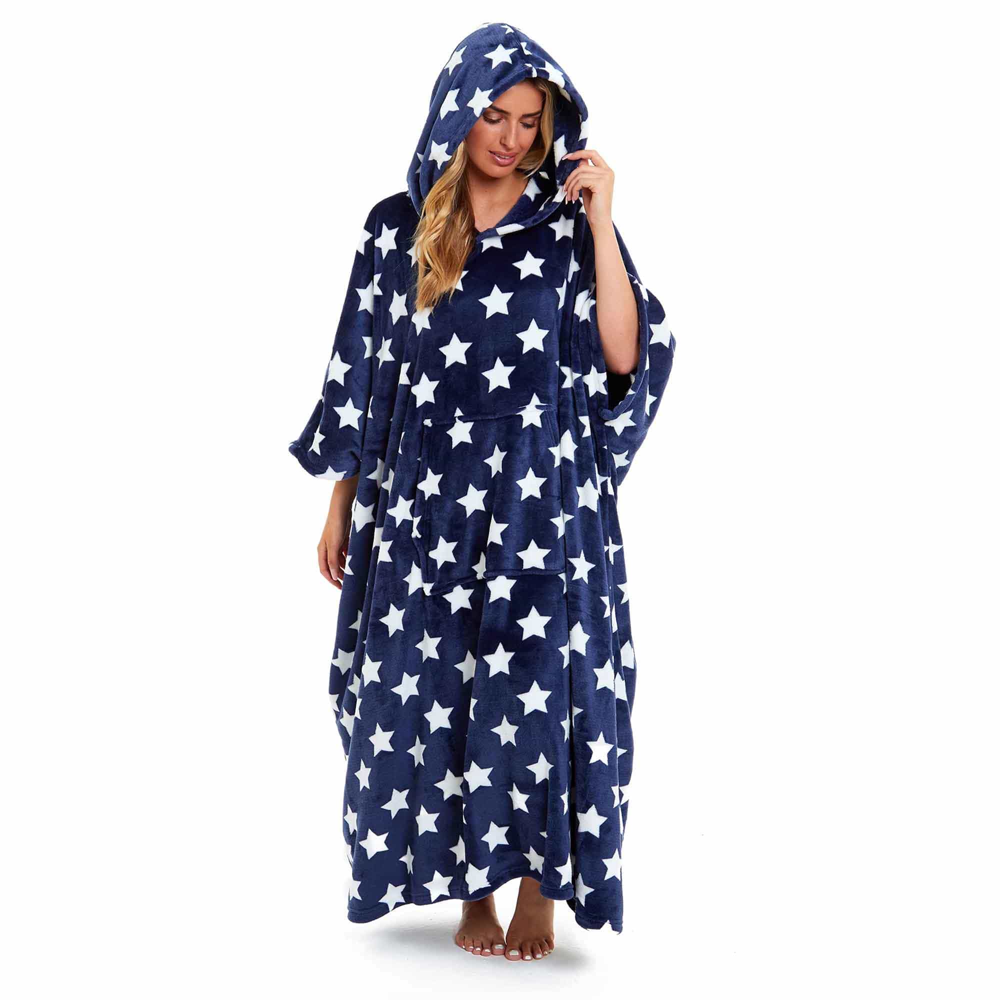 Daisy Dreamer Women's Oversized Hooded Poncho Blanket Super Soft Stars And Polka Dot - REGN