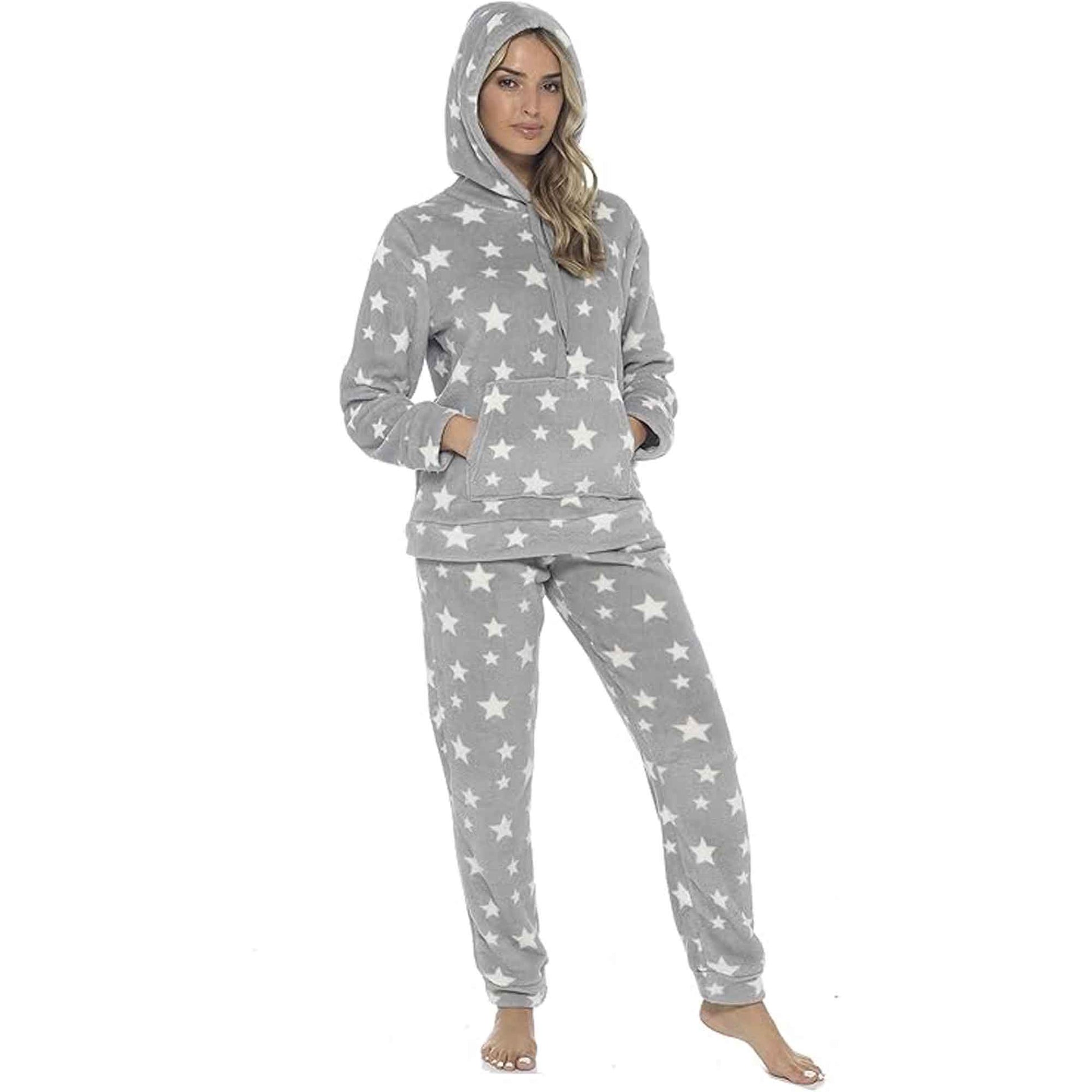 Daisy Dreamer Women's Plush Fleece Hooded Pyjama Set With Star Design Ultra-Soft - REGN