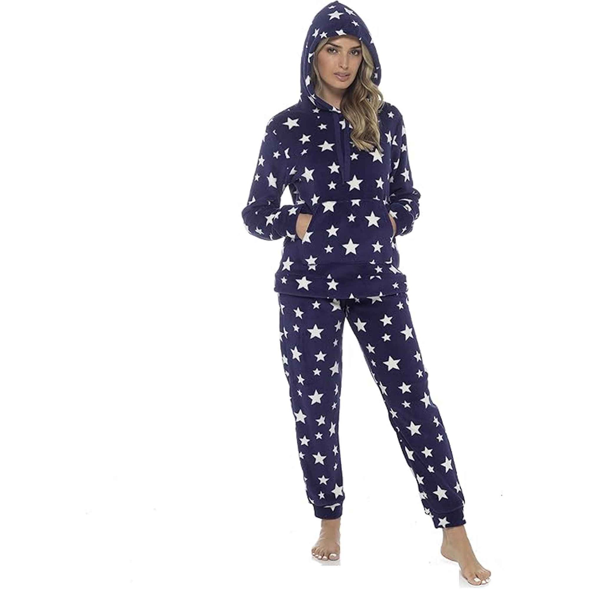 Daisy Dreamer Women's Plush Fleece Hooded Pyjama Set With Star Design Ultra-Soft - REGN