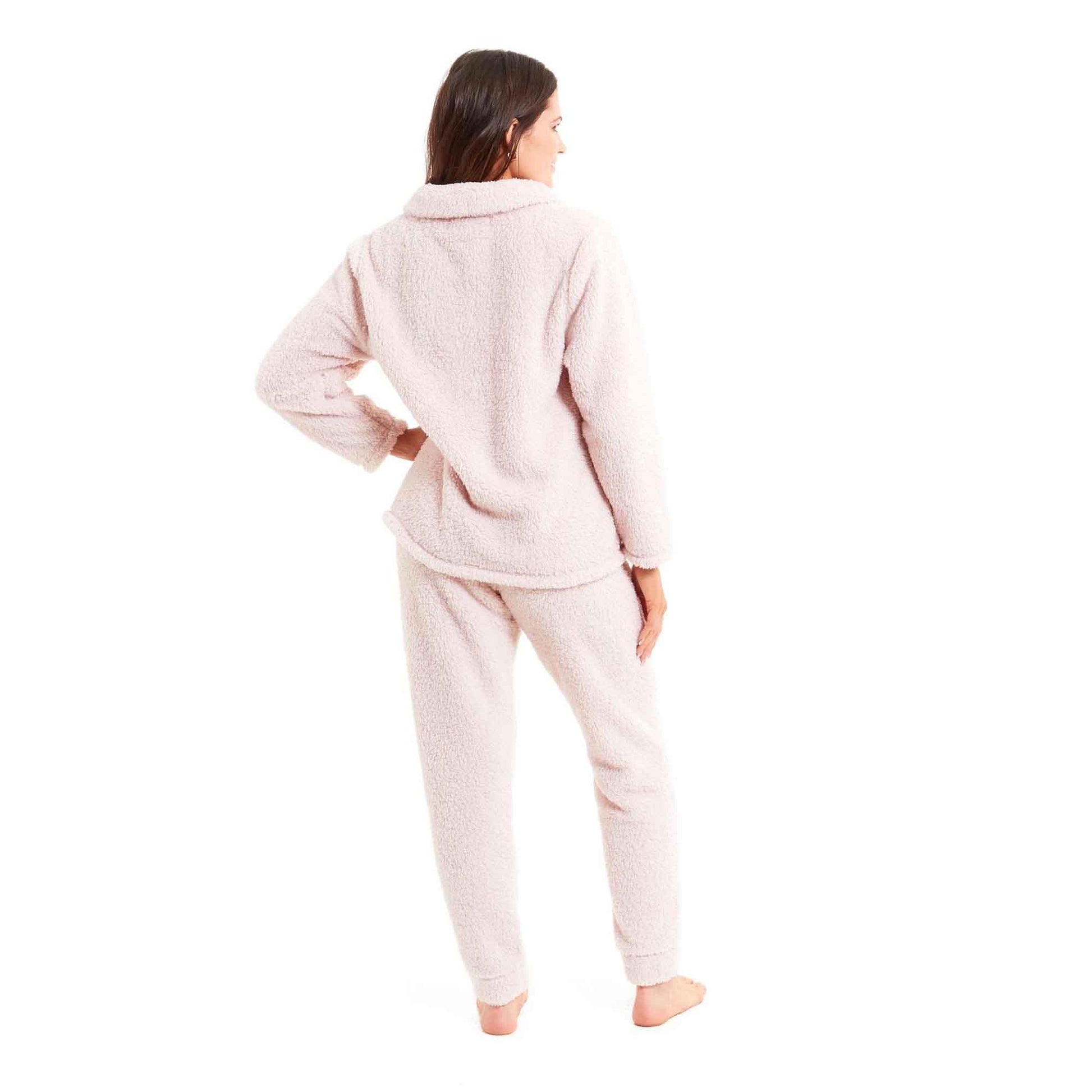 Daisy Dreamer Womens Teddy Fleece Loungewear Set Zip Front Top And Elasticated Waistband - REGN