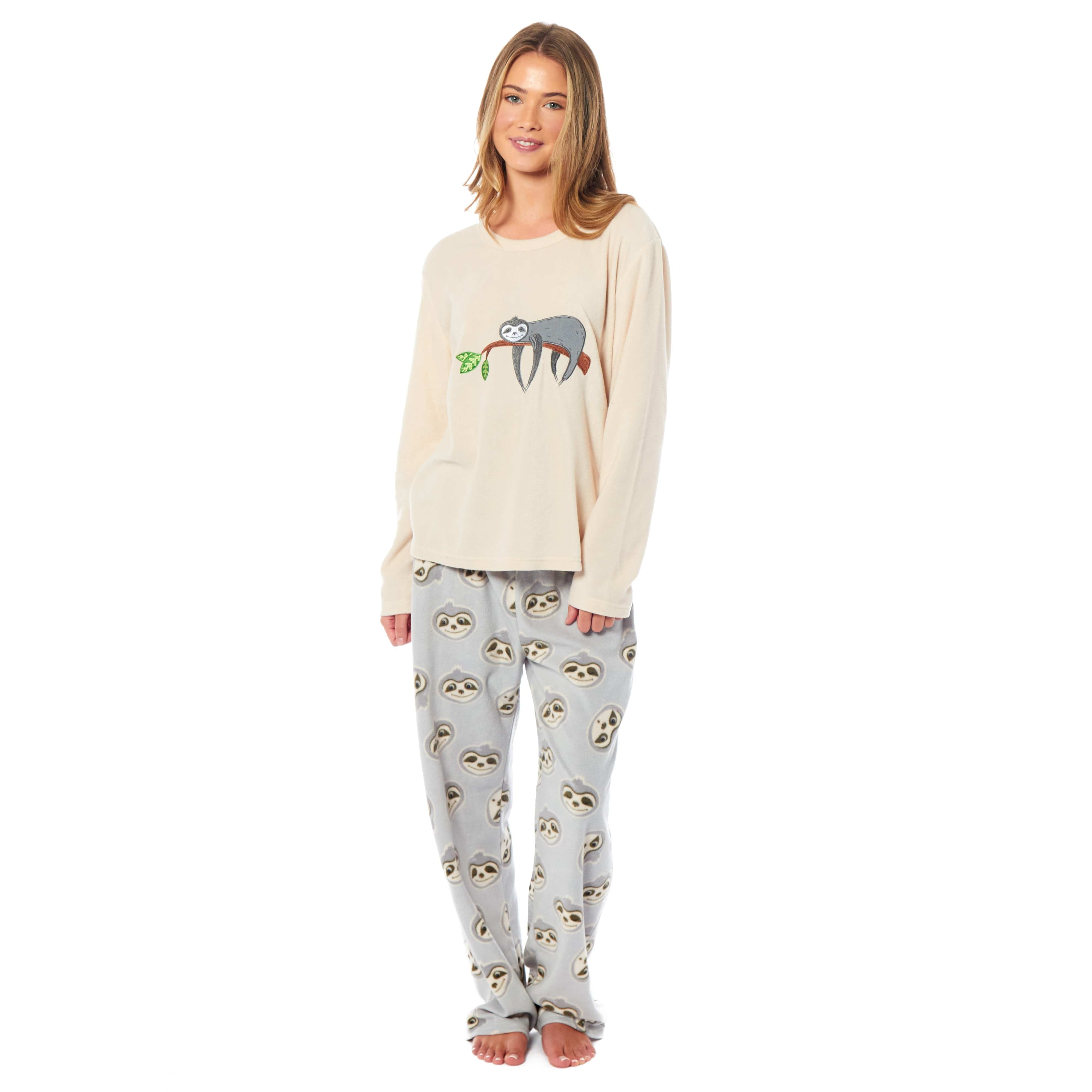 Daisy Dreamer Womens Thermal Fleece Pyjama Set Long Sleeve Warm Cosy Winter Nightwear - REGN