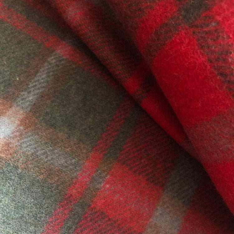 Dark Maple Berry Recycled Wool Blanket in Soft Tartan Check - REGN