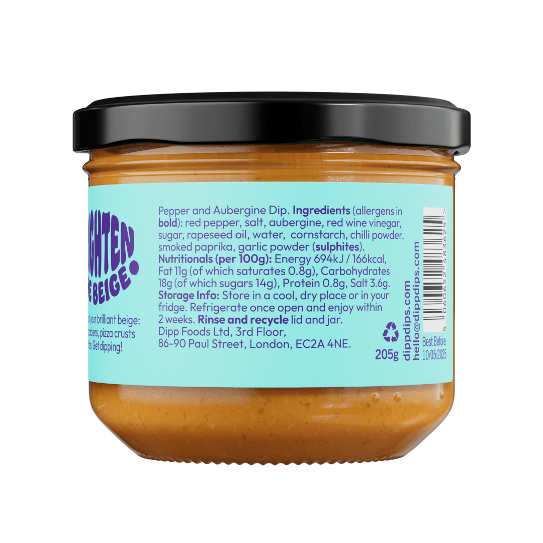 Dipp Red Pepper & Aubergine Dip 350g – Smoky Mediterranean Dip with No Artificial Preservatives - REGN