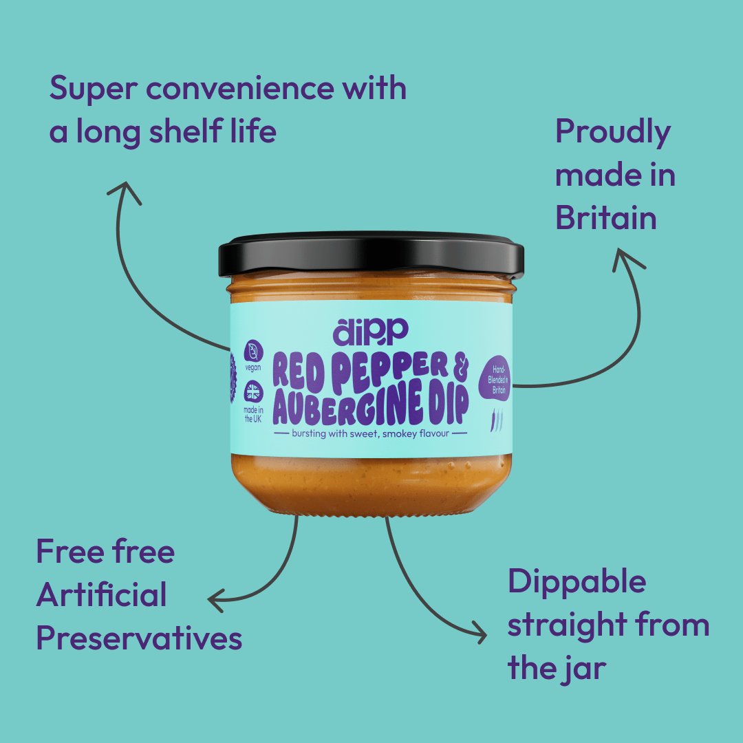 Dipp Red Pepper & Aubergine Dip 350g – Smoky Mediterranean Dip with No Artificial Preservatives - REGN