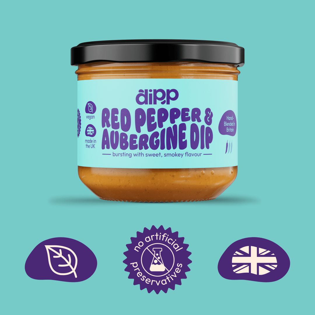 Dipp Red Pepper & Aubergine Dip 350g – Smoky Mediterranean Dip with No Artificial Preservatives - REGN