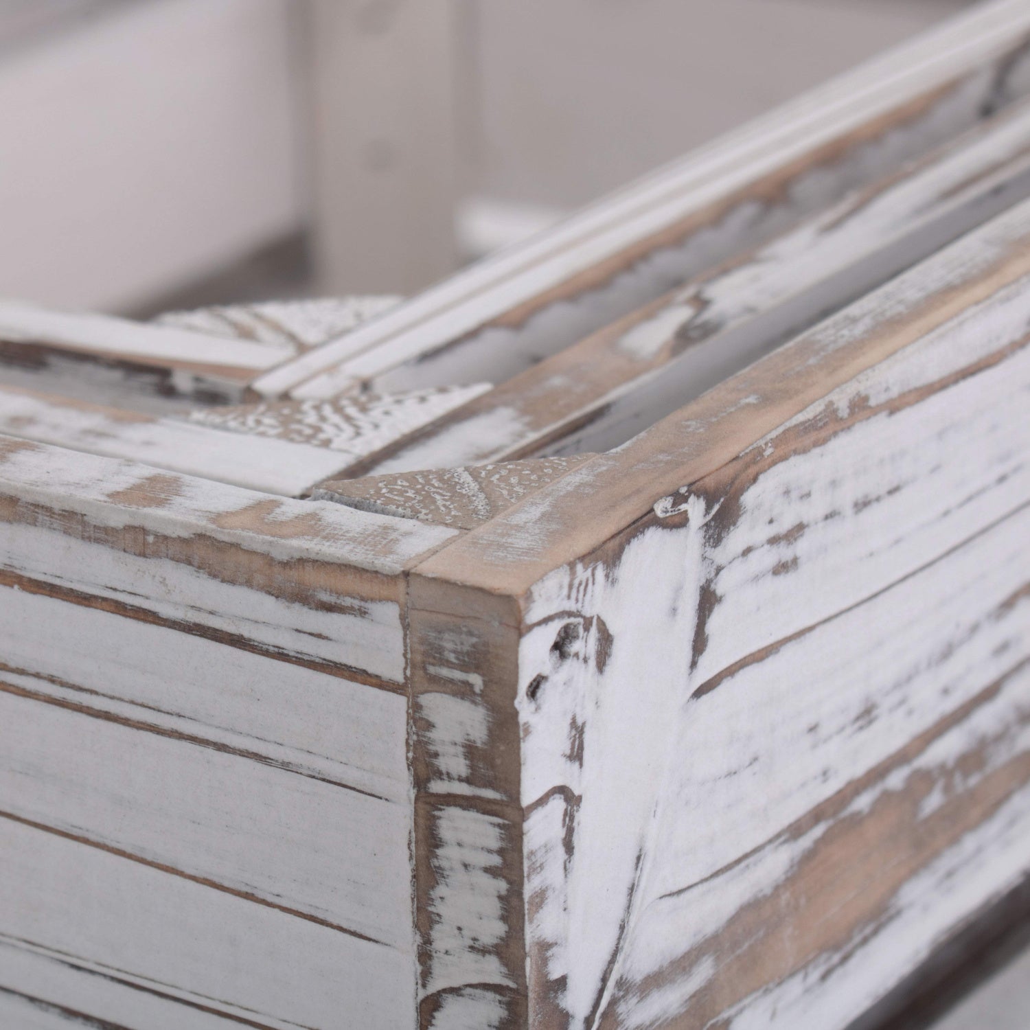 Distressed White Wash Rope Handled Crate Set 3 - REGN