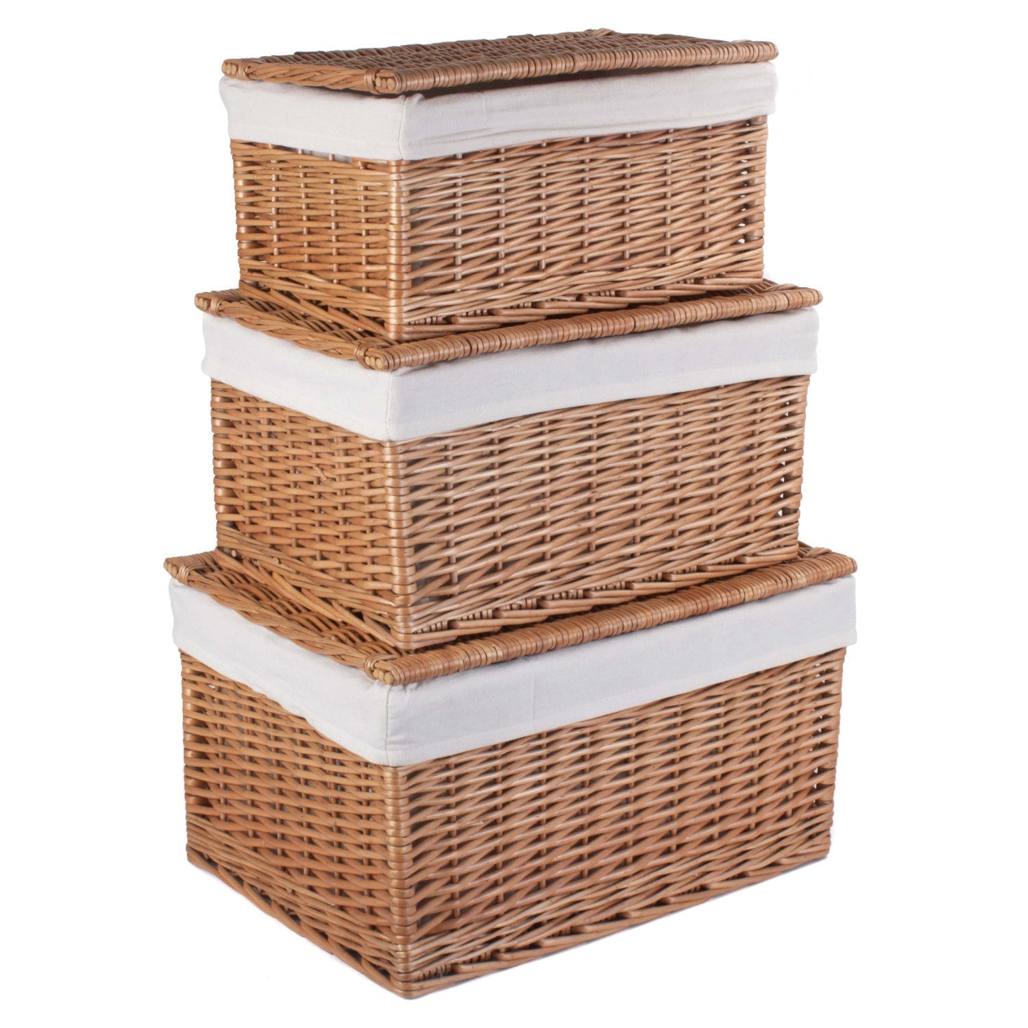 Double Steamed Storage Willow Hamper with White Lining Set 3 - REGN
