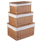 Double Steamed Storage Willow Hamper with White Lining Set 3 - REGN