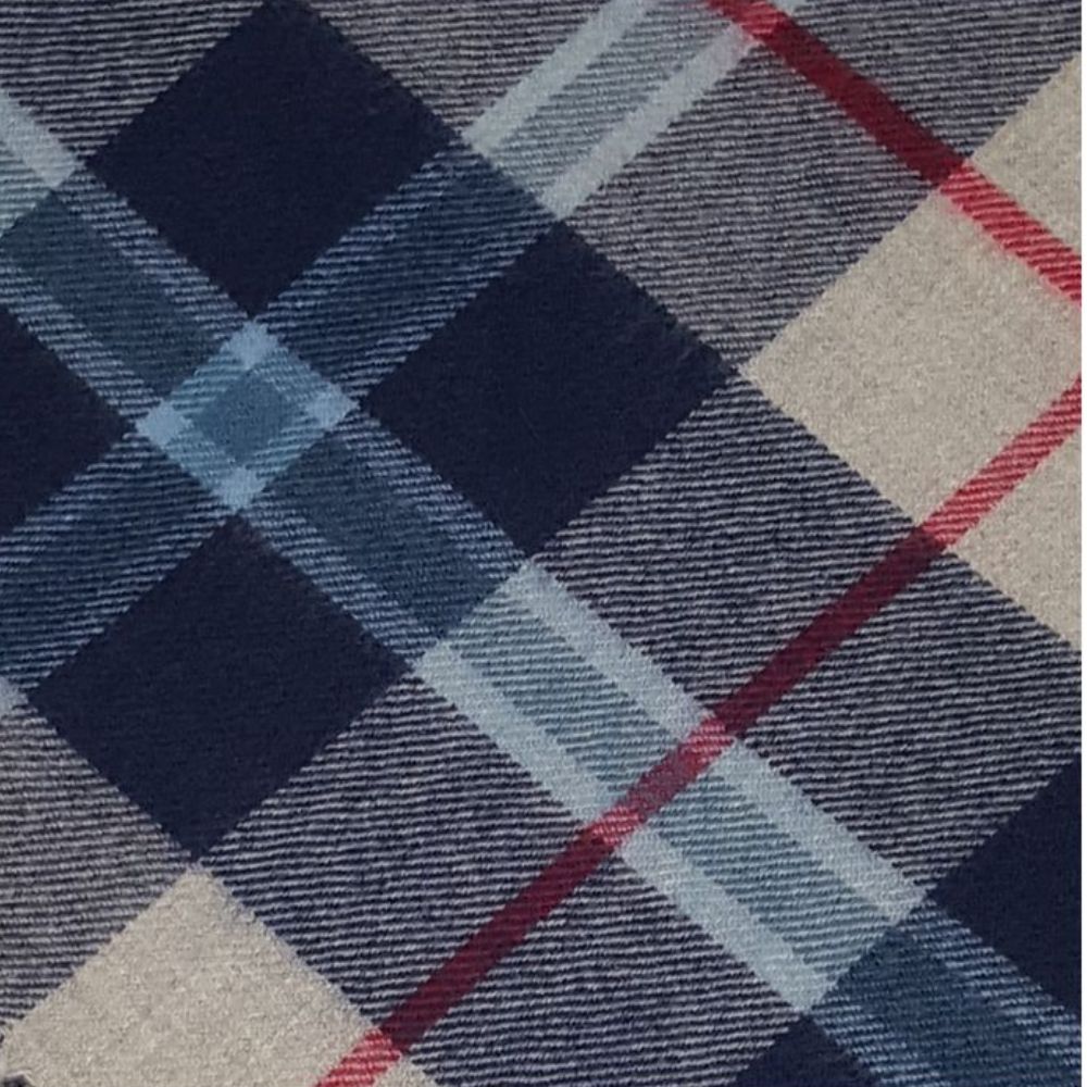 Douglas Navy Recycled Wool Blanket in Classic Tartan Check - REGN