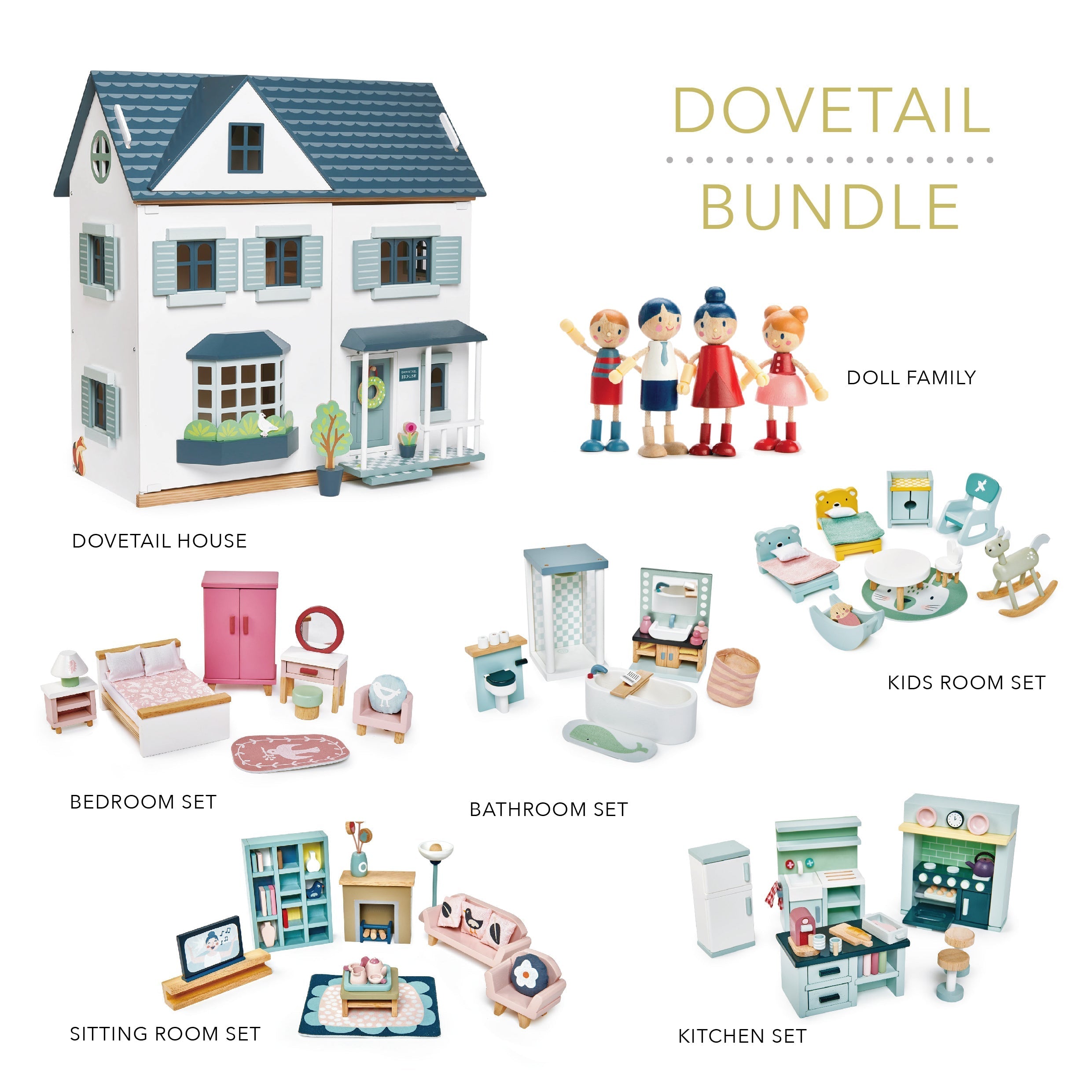 Dovetail Bundle (Dovetail House, Doll Family, 5 Room Sets) - REGN