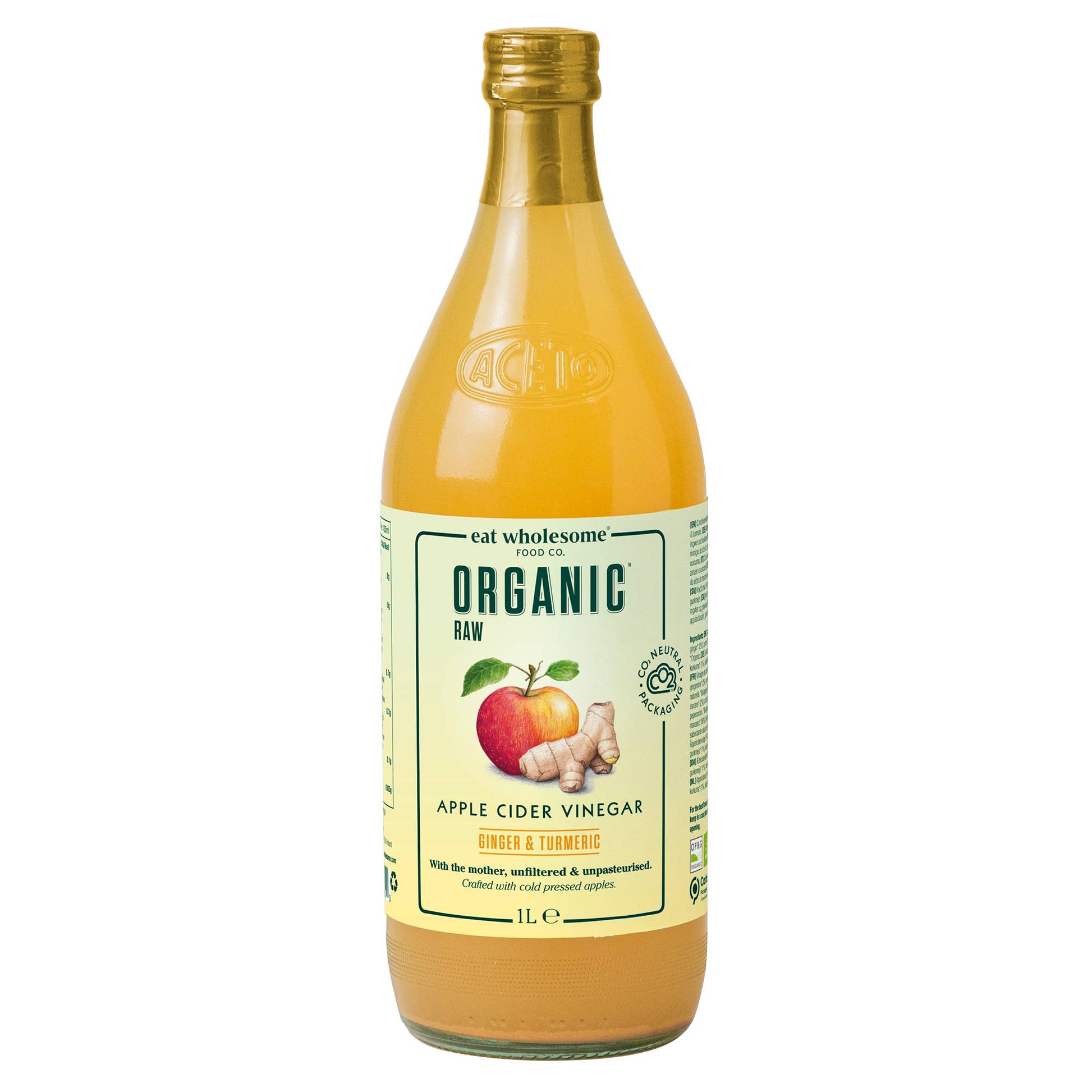 Eat Wholesome Organic Apple Cider Vinegar Ginger Turmeric Chilli 1L – Raw Unfiltered - REGN