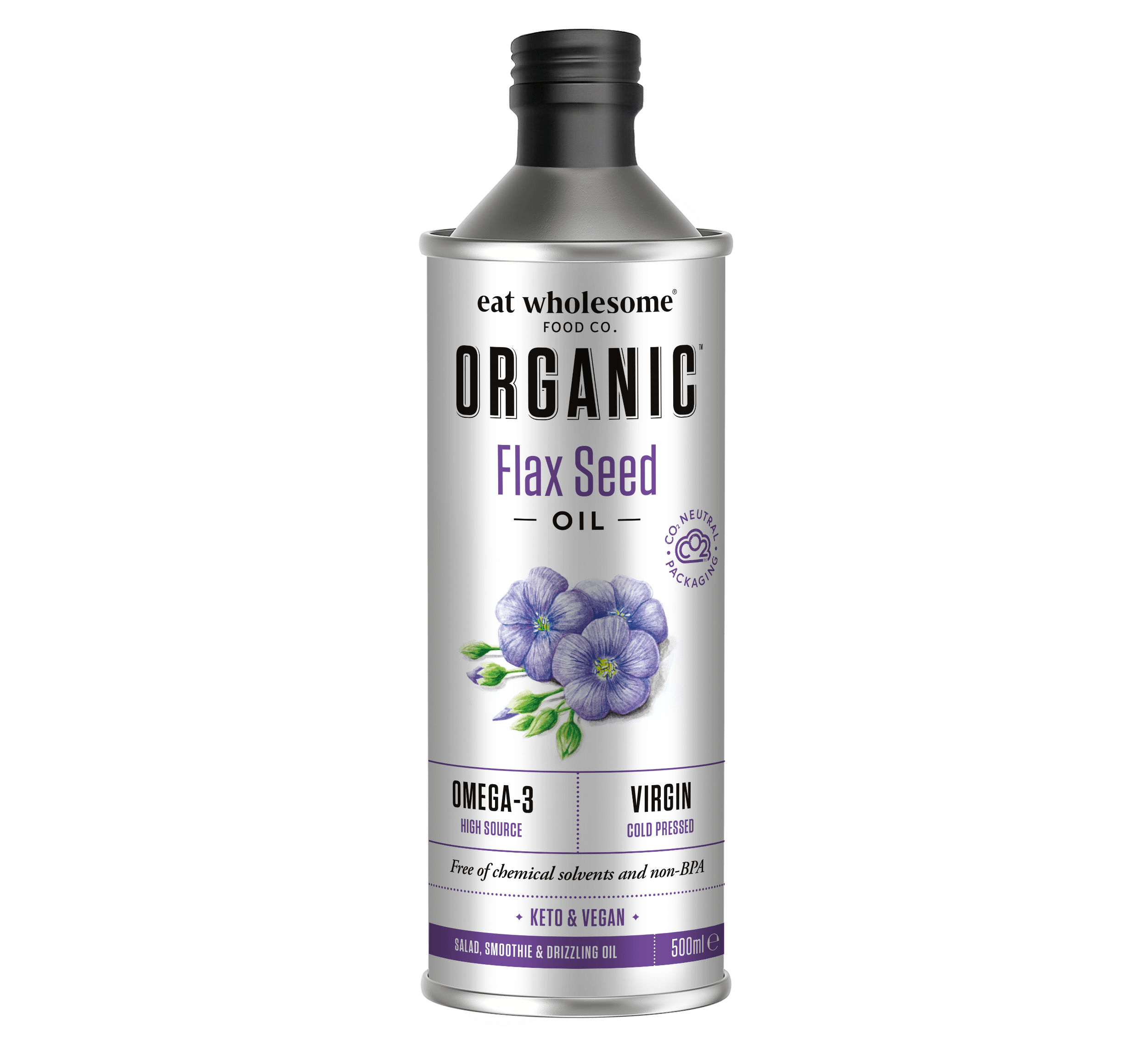 Eat Wholesome Organic Flax Seed Oil 500ml | Cold-Pressed - REGN