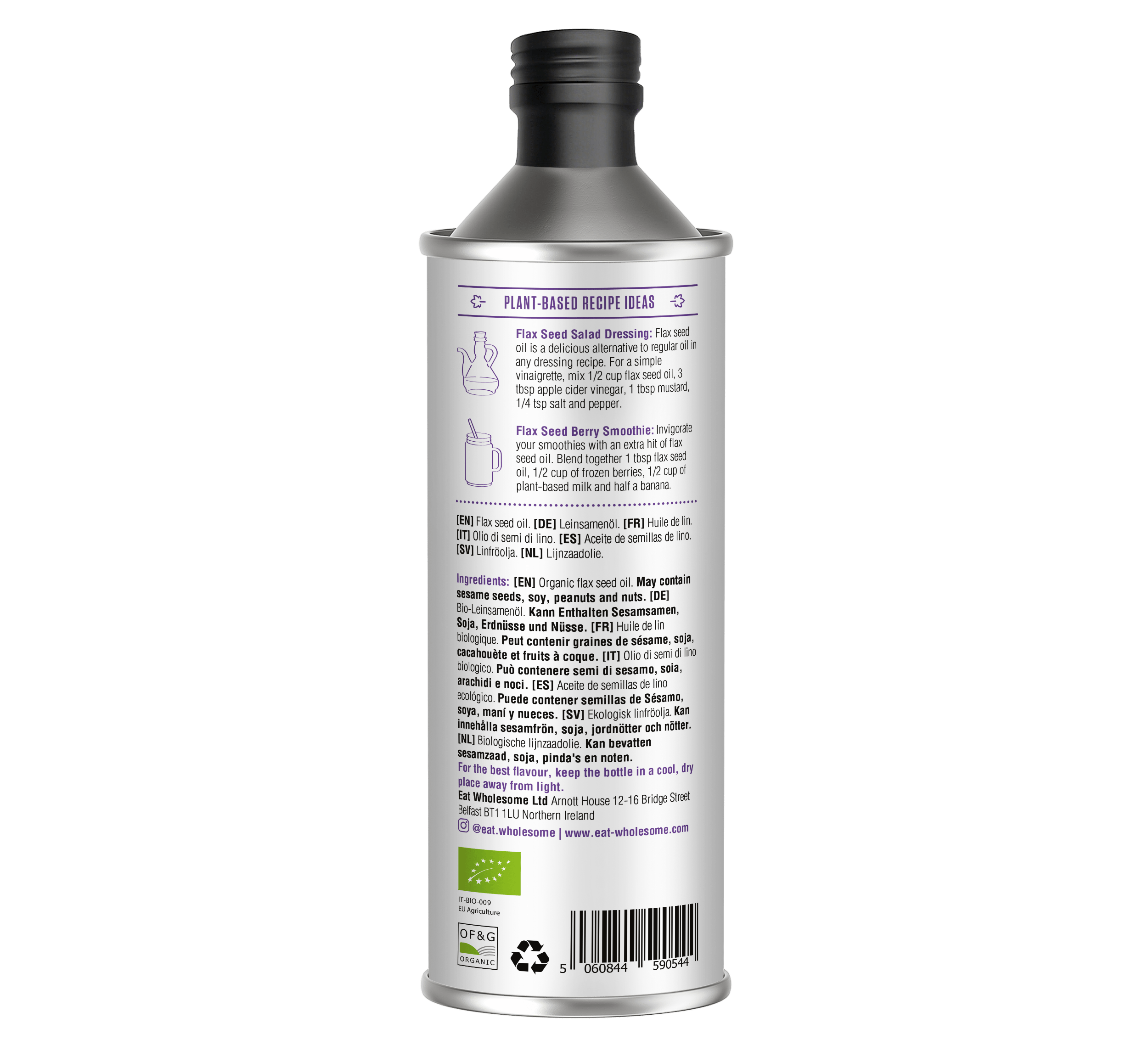 Eat Wholesome Organic Flax Seed Oil 500ml | Cold-Pressed - REGN