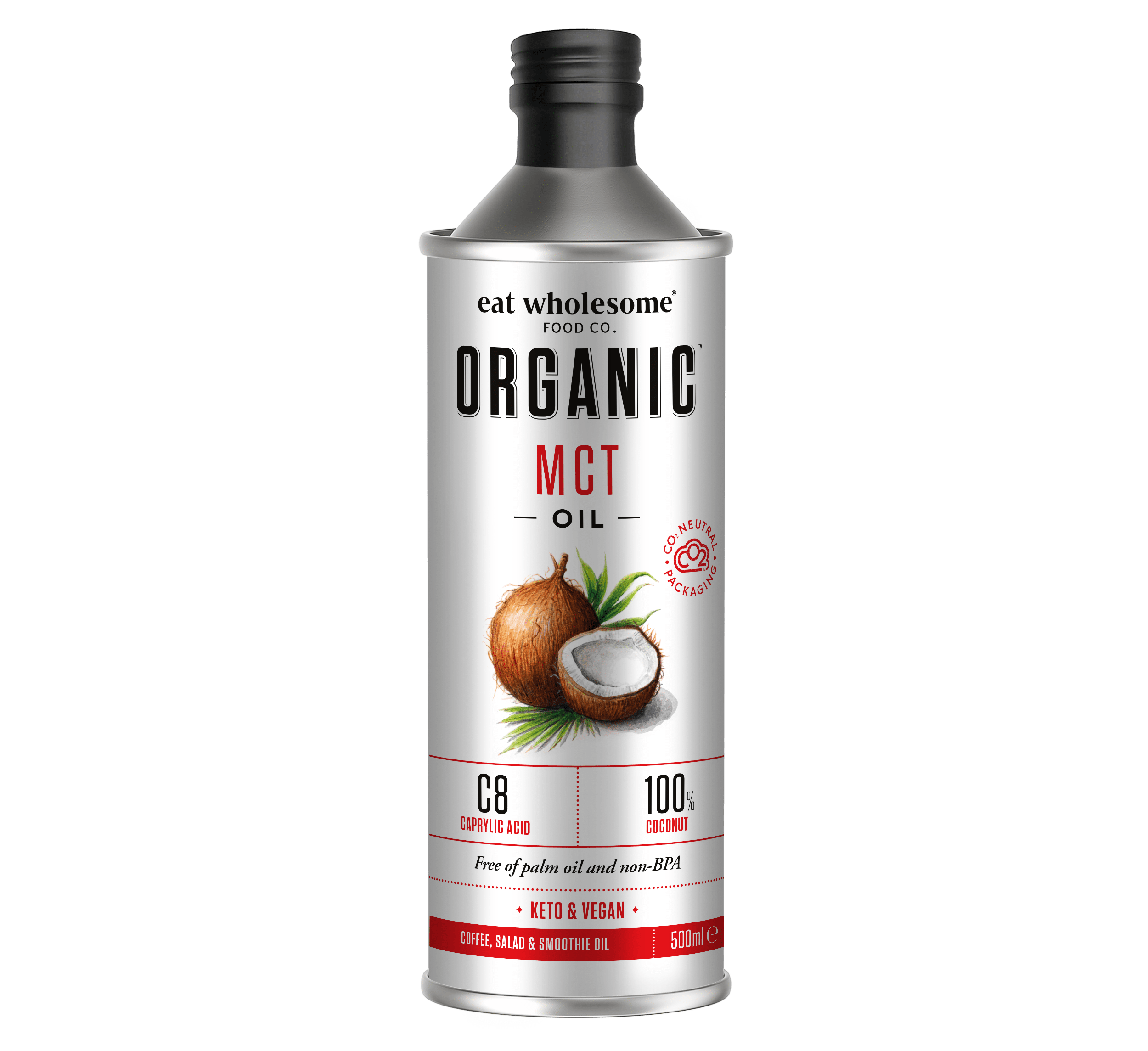 Eat Wholesome Organic MCT Oil 500ml – High C8 Coconut Oil - REGN