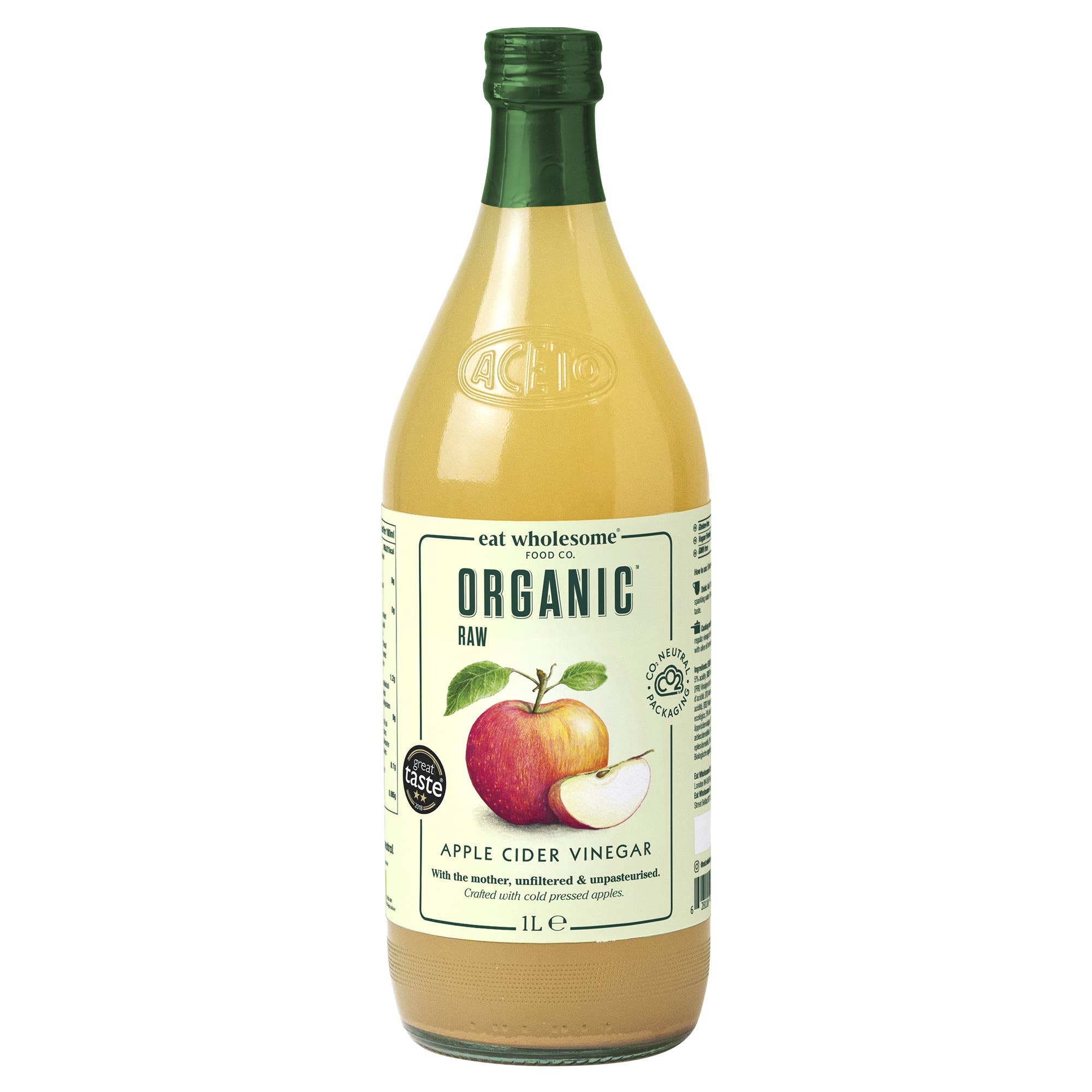 Eat Wholesome Organic Raw Apple Cider Vinegar with Mother 1L – Unfiltered - REGN